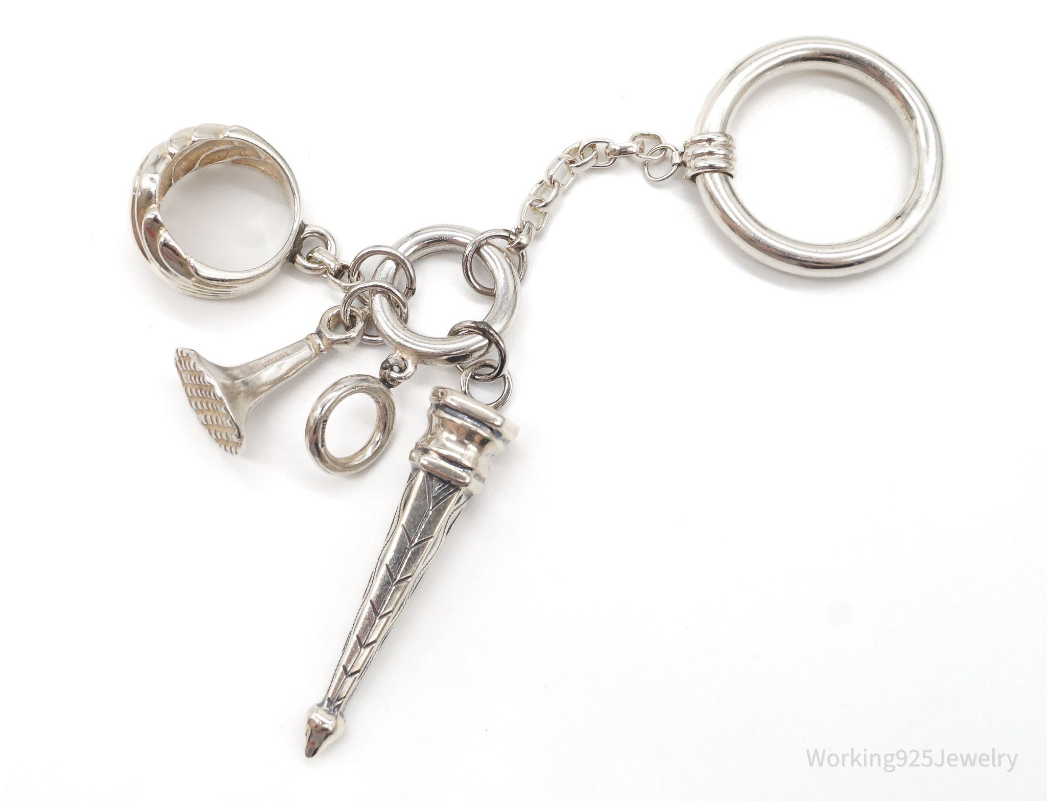 Vintage David Navarro Antique Sterling Silver Charm Chatelaine Keychain Pendant