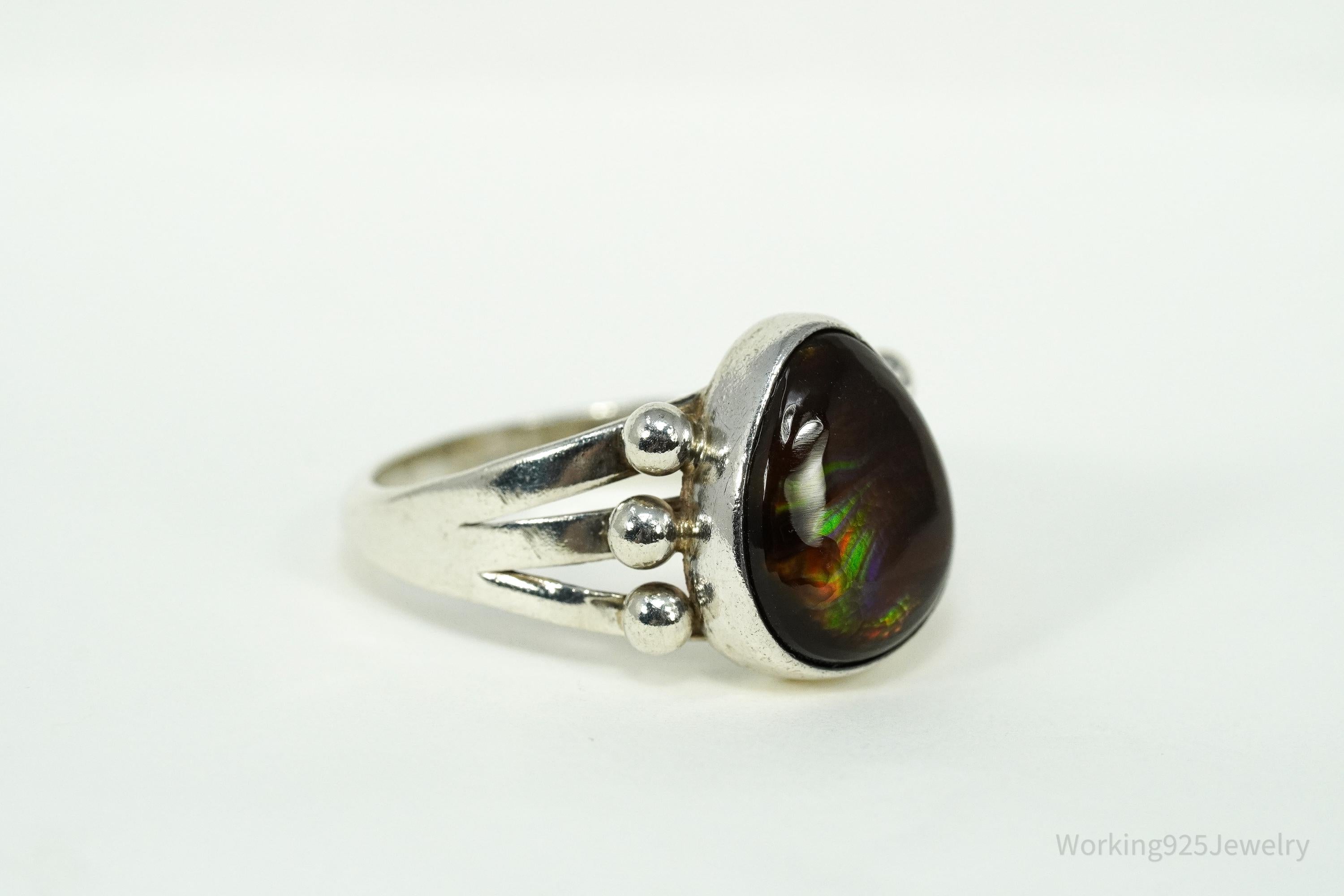 Vintage Mexico Fire Agate Sterling Silver Ring - Size 9