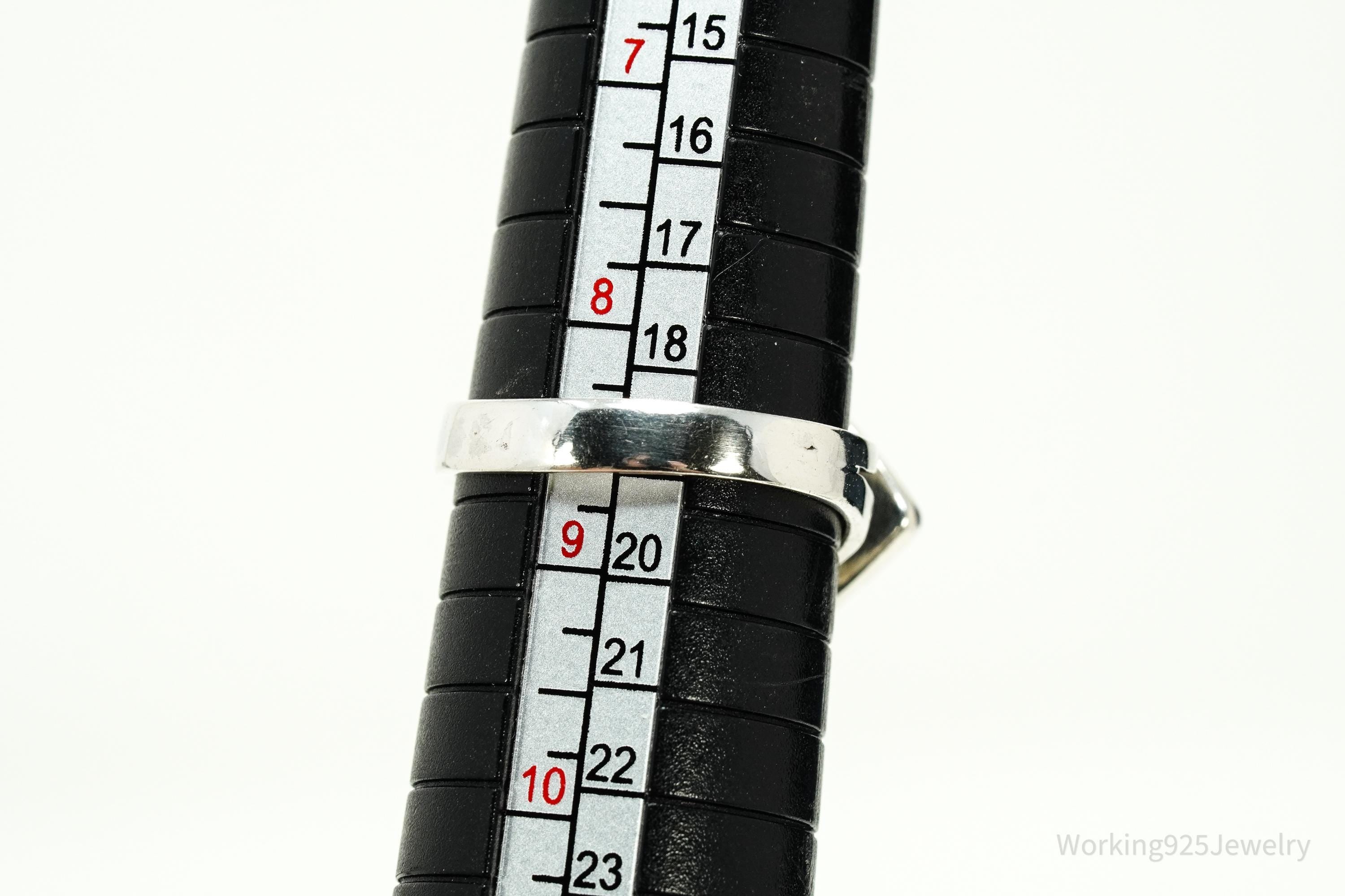 Vintage Paua Abalone Shell Inlay Sterling Silver Ring - Size 8.5