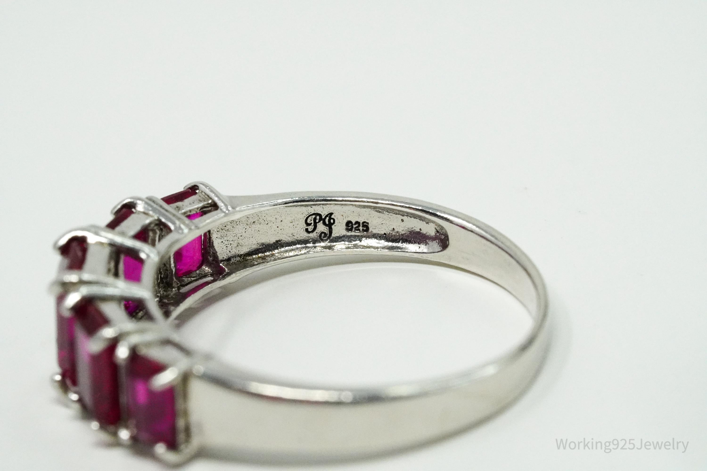 Vintage Ruby Sterling Silver Ring - Size 10