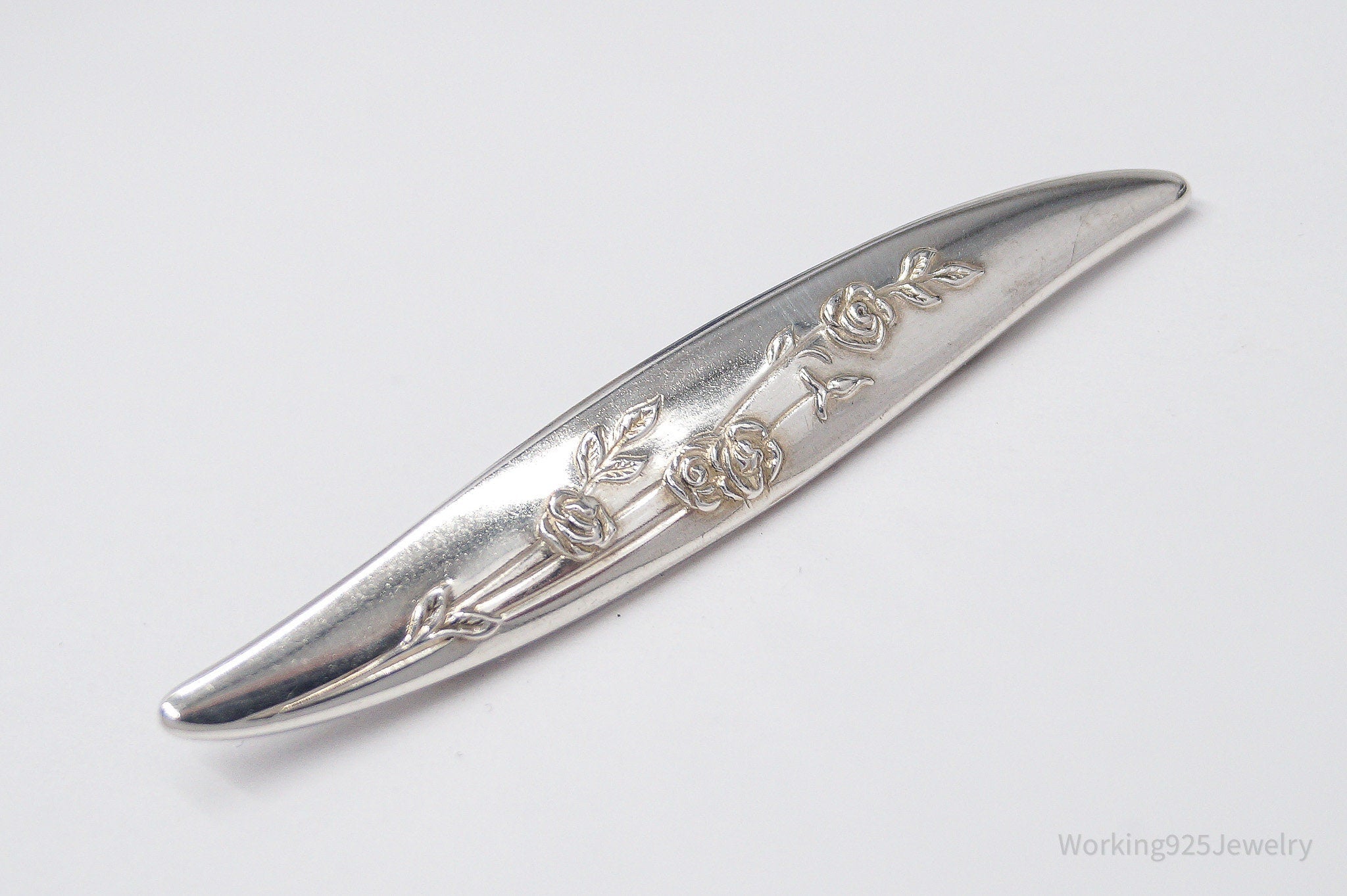 Antique Floral Silver Brooch Pin