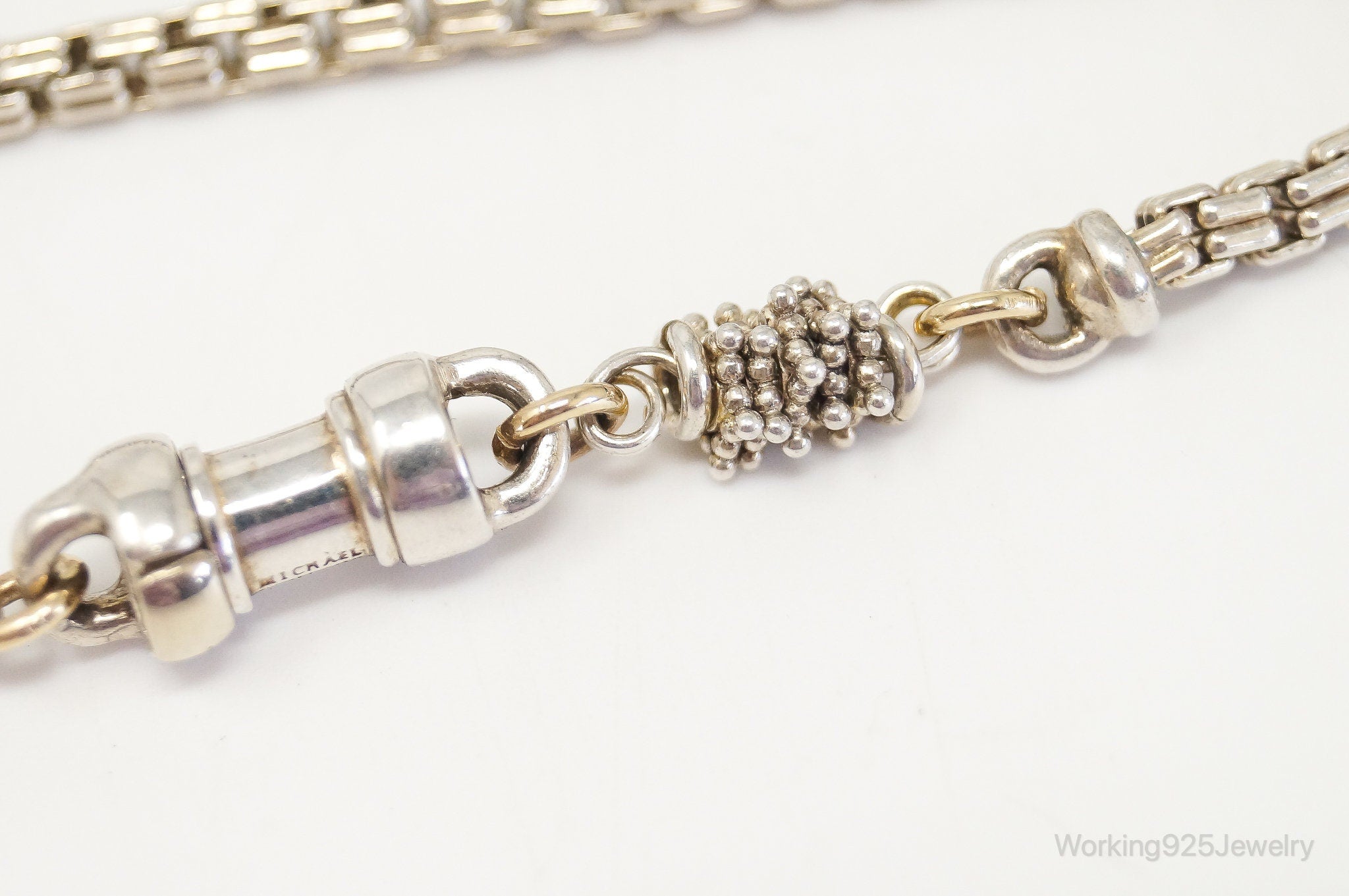 Designer Michael Dawkins 14K Gold Granulated Sterling Silver Necklace