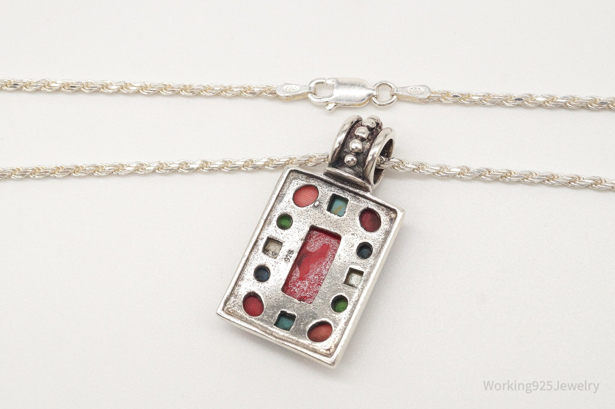 Vintage Multi Gem Sterling Silver Necklace