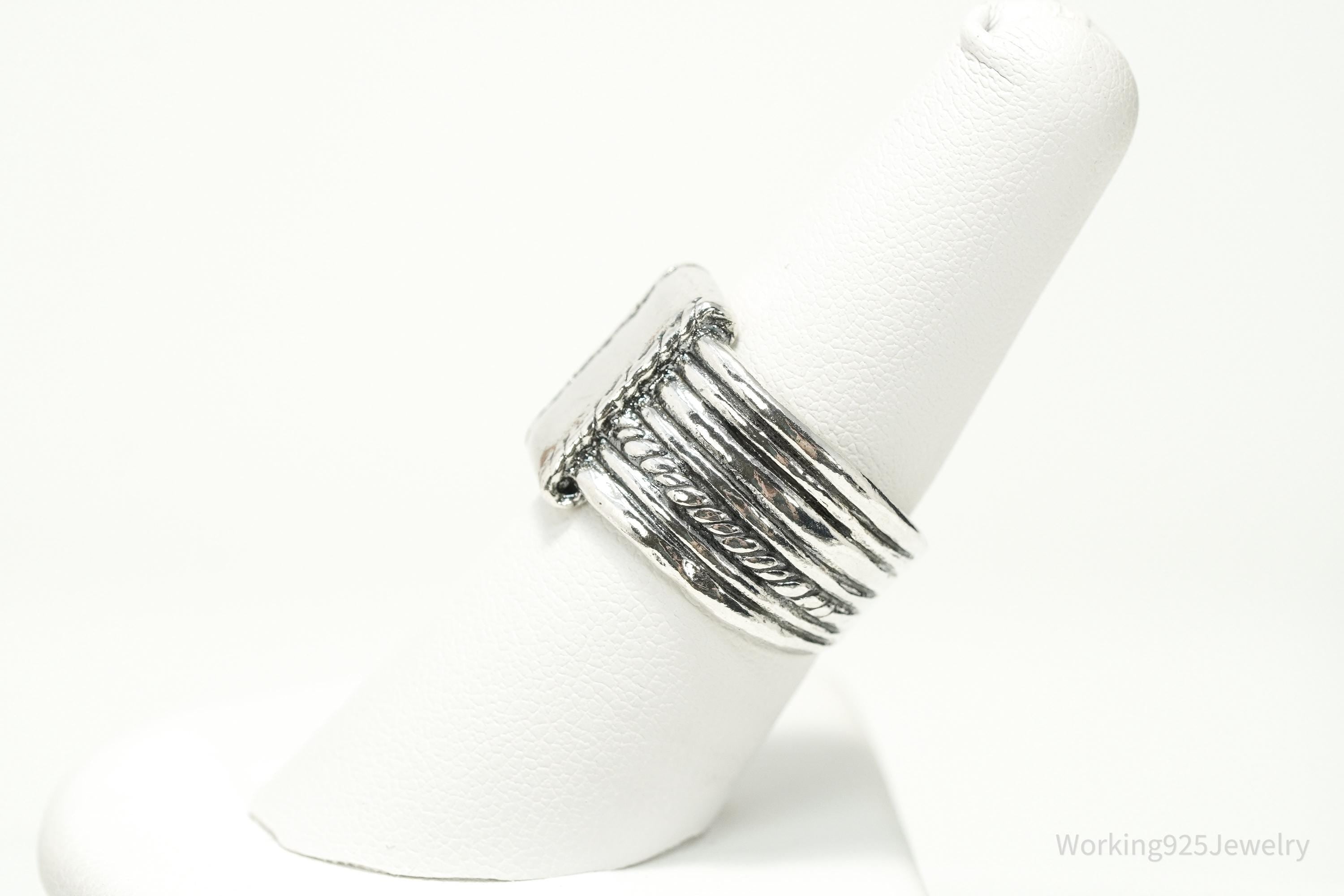 Vintage Designer Paz PZ Israel Sterling Silver Band Ring - Size 7.75