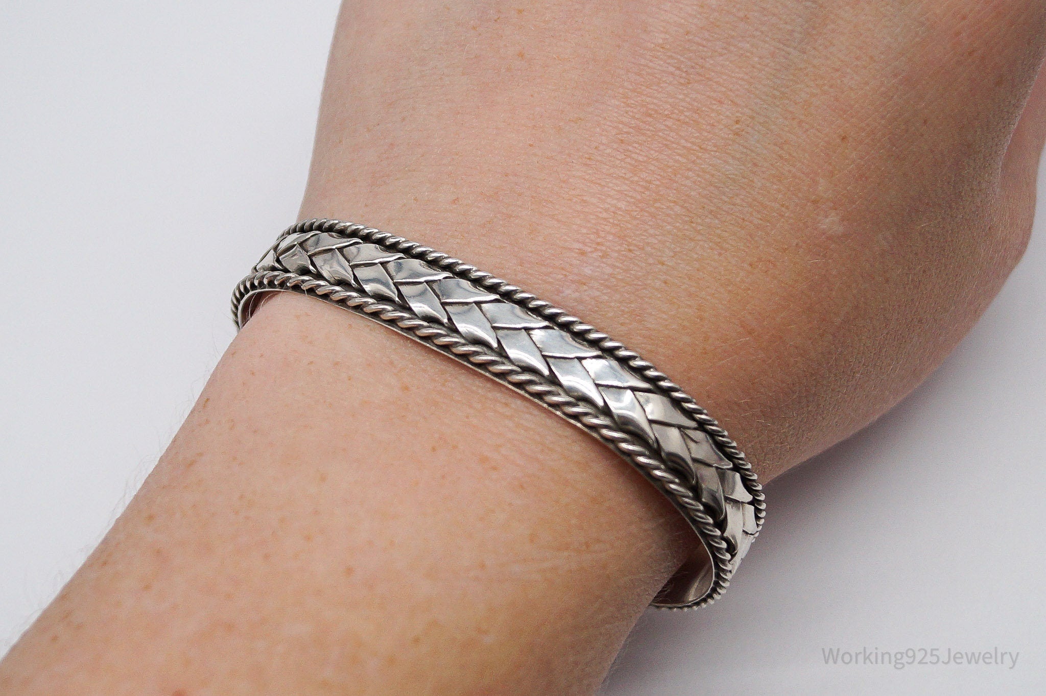 Vintage Southwestern Braid Sterling Silver Cuff Bracelet - 6 5/8"