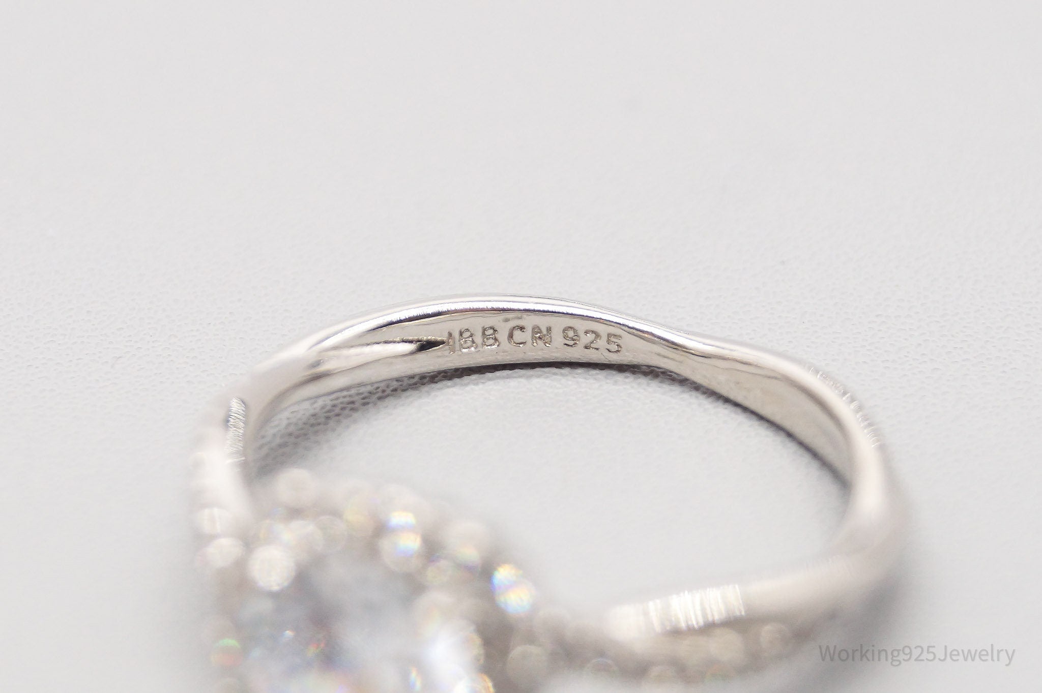 Vintage London Designer IBB Cubic Zirconia Sterling Silver Ring - Size 7