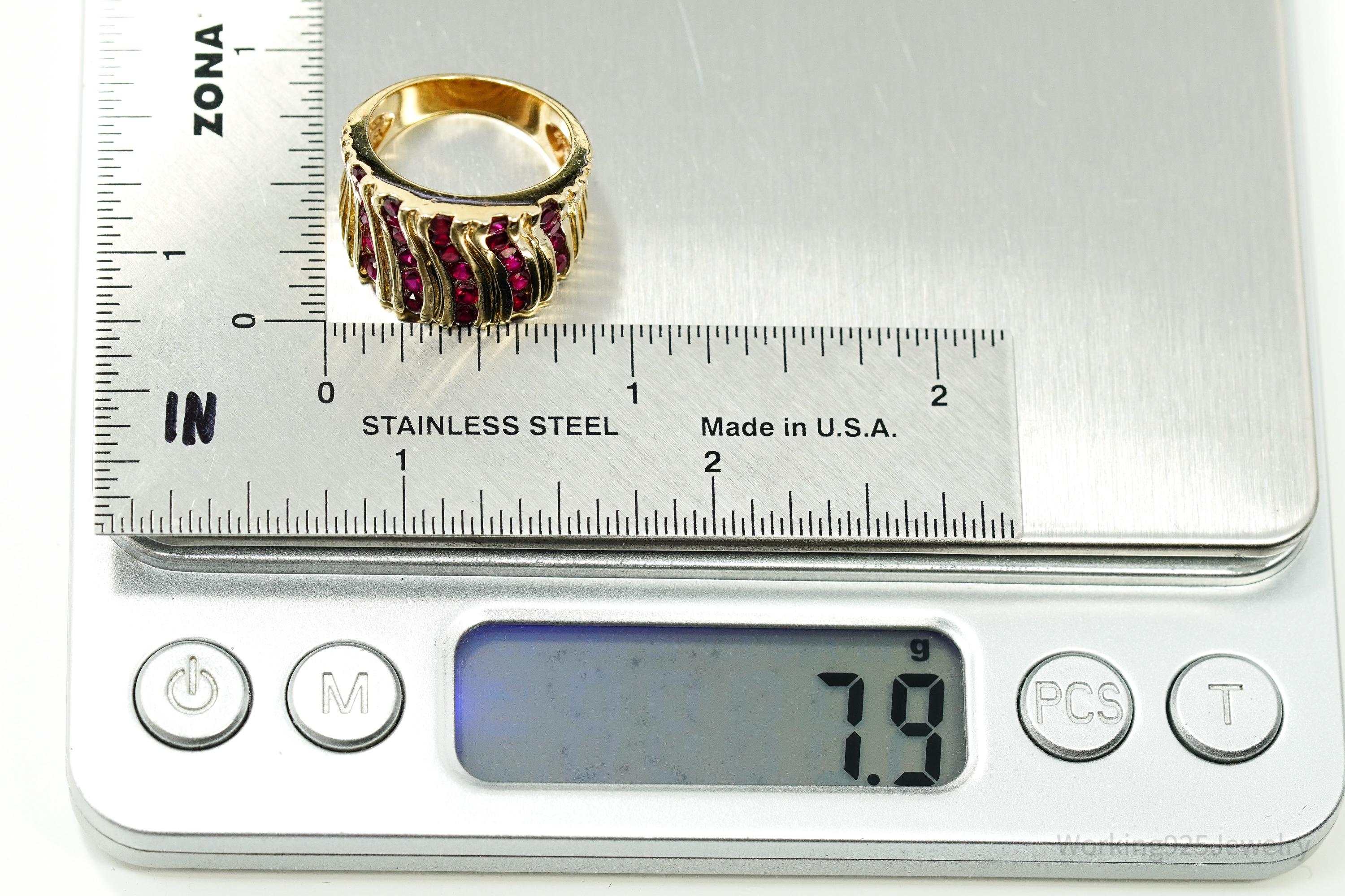 VTG Designer Ross Simons Ruby Gold Over Sterling Silver Ring - Size 6