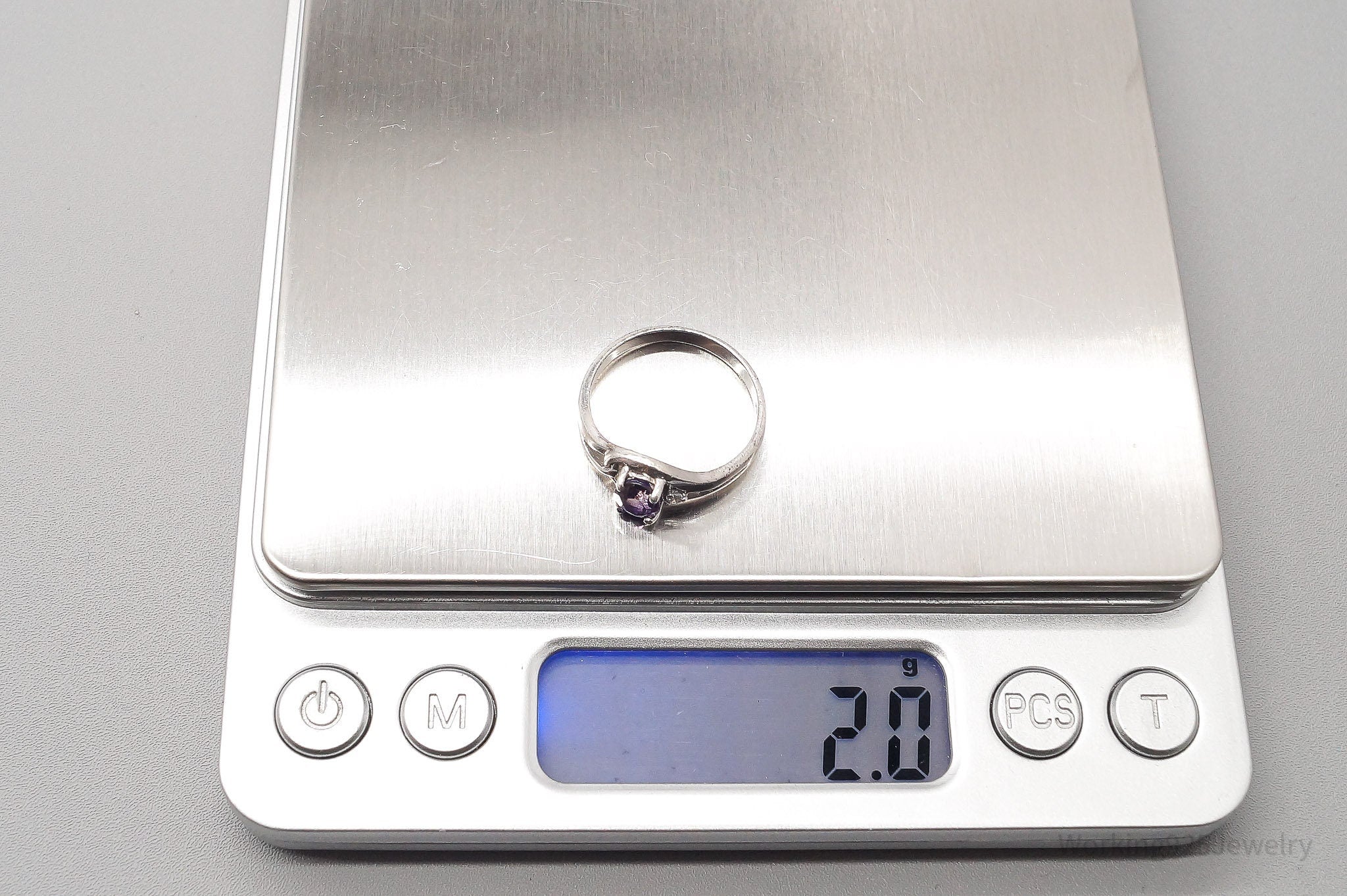 Vintage Amethyst Cubic Zirconia Sterling Silver Ring - Size 7