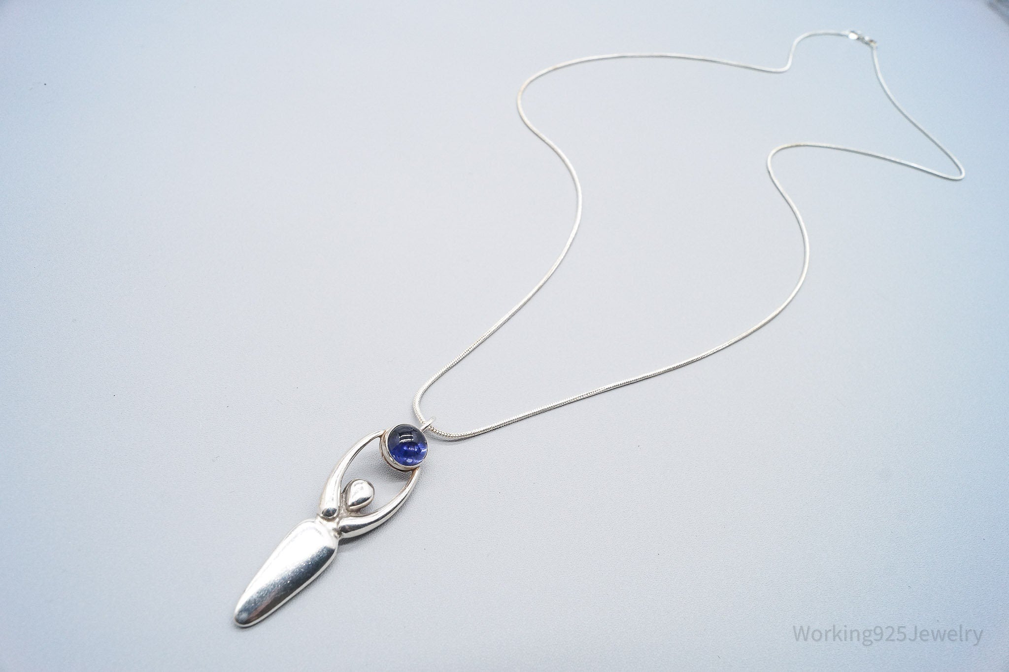 Vintage Goddess Sterling Silver Necklace 30"