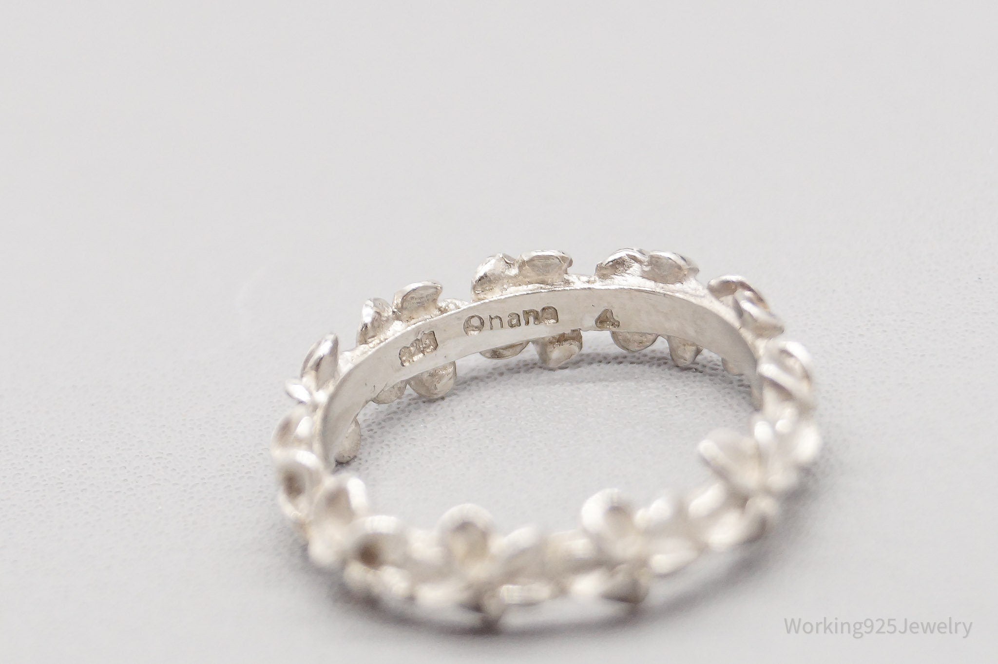 Vintage Ohana Flowers Sterling Silver Ring - Size 4.25