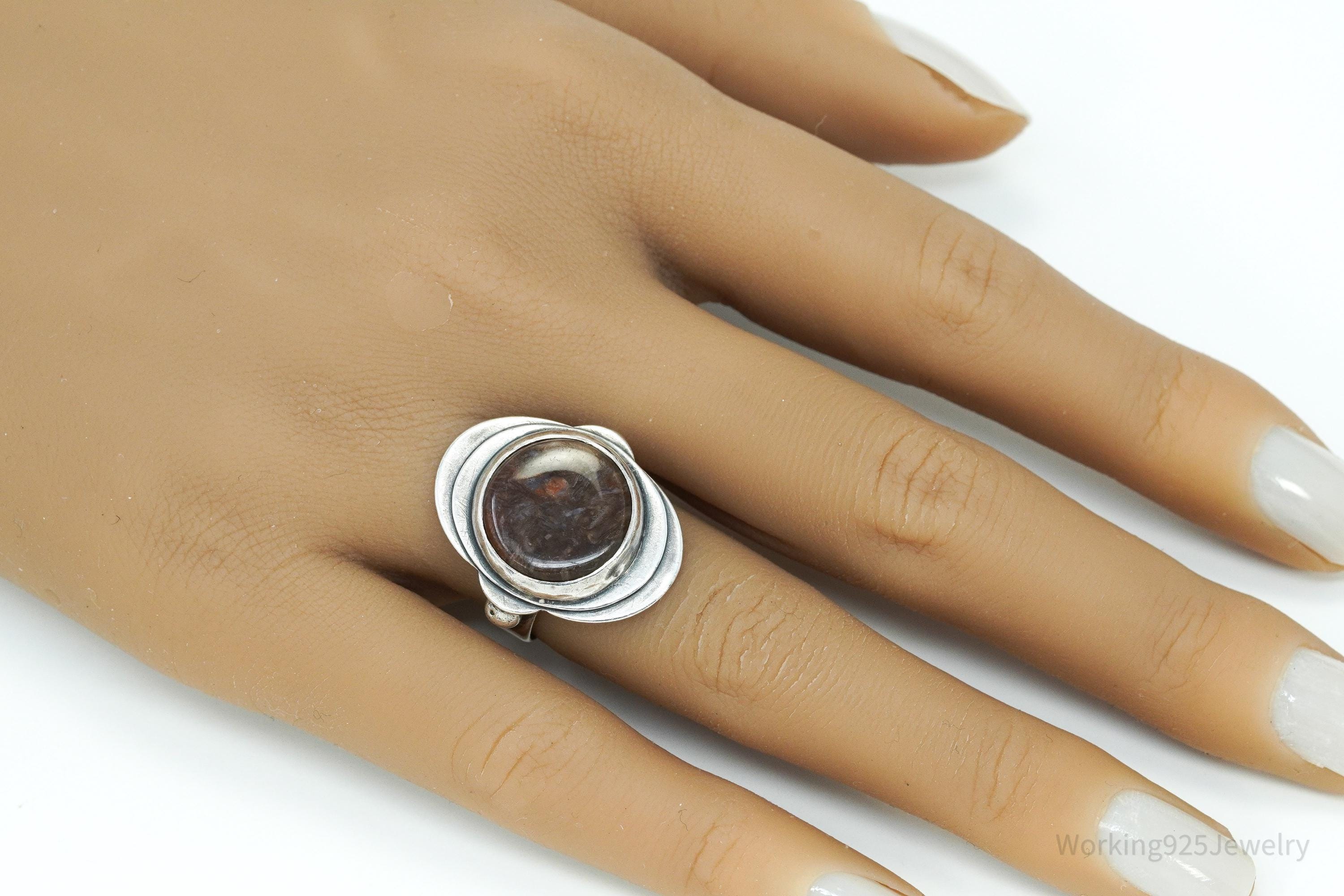 Vintage Jasper Modernist Style Silver Ring - Size 7