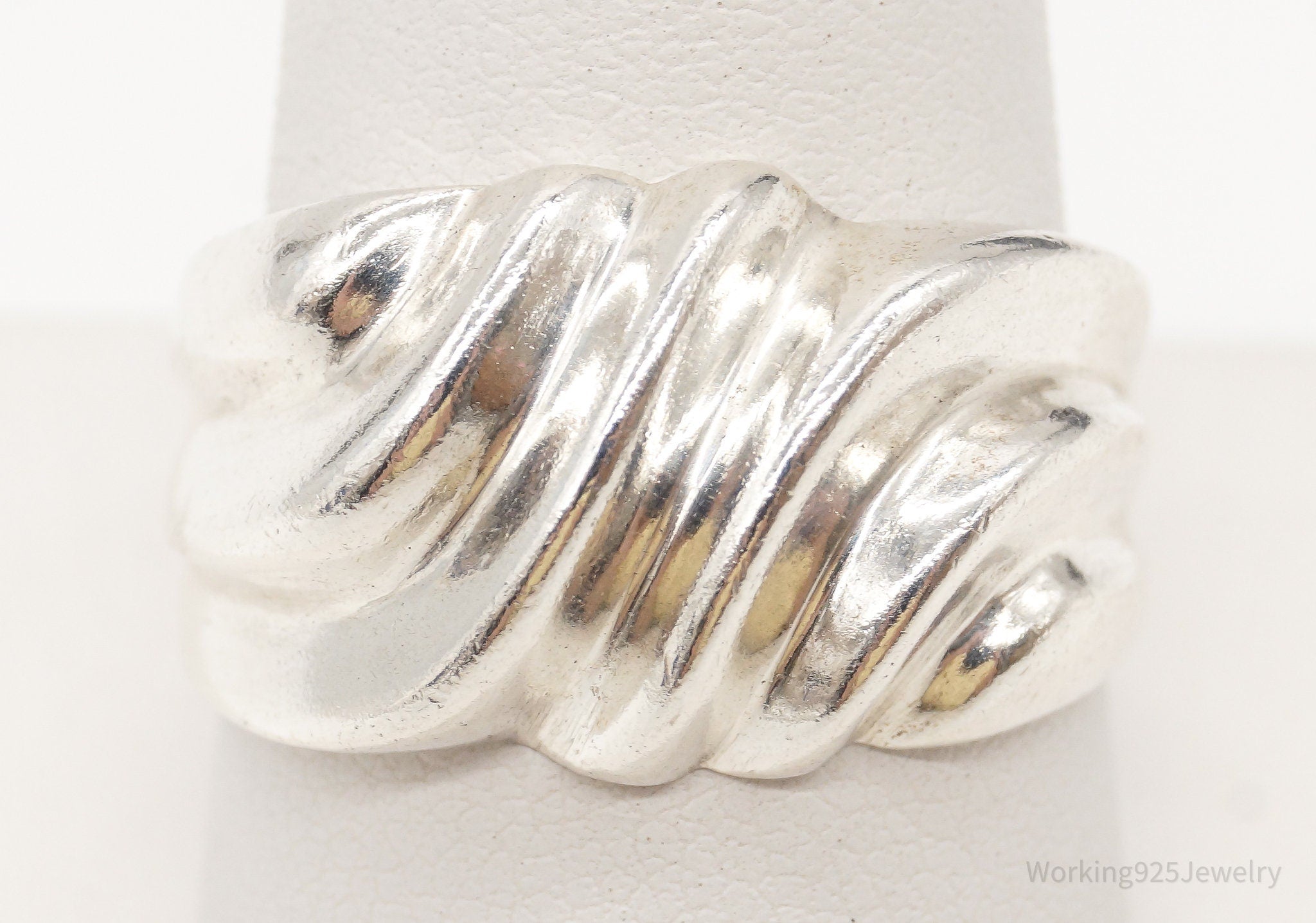 Vintage Modernist Style Sleek Sterling Silver Ring - Size 10