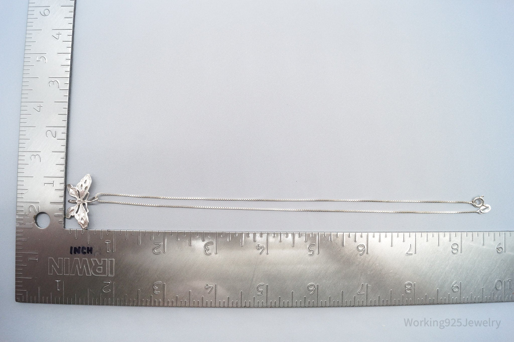 Vintage Butterfly Sterling Silver Necklace 16"