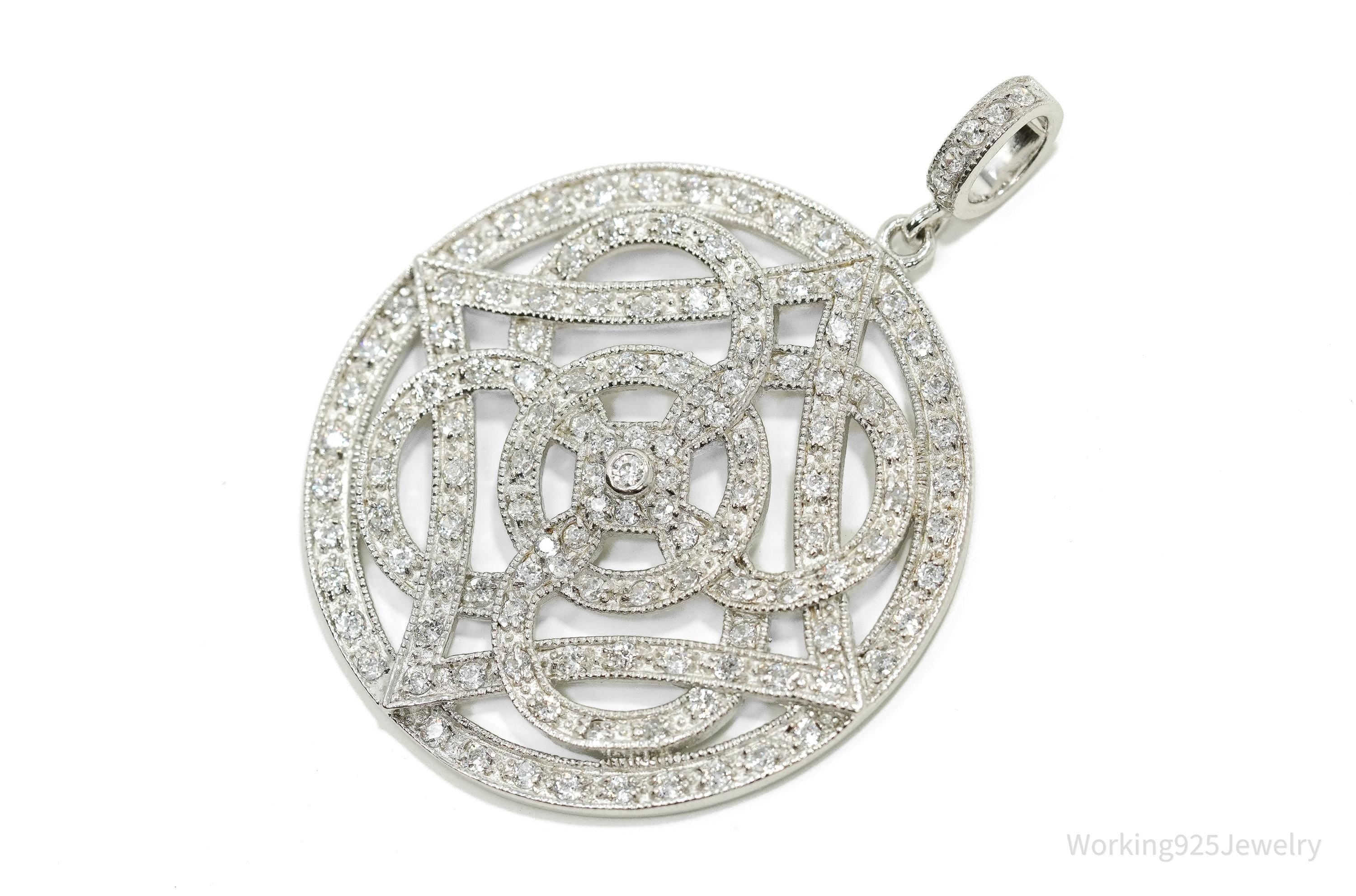 Vintage Joseph Esposito Art Deco Style Cubic Zirconia Sterling Silver Pendant