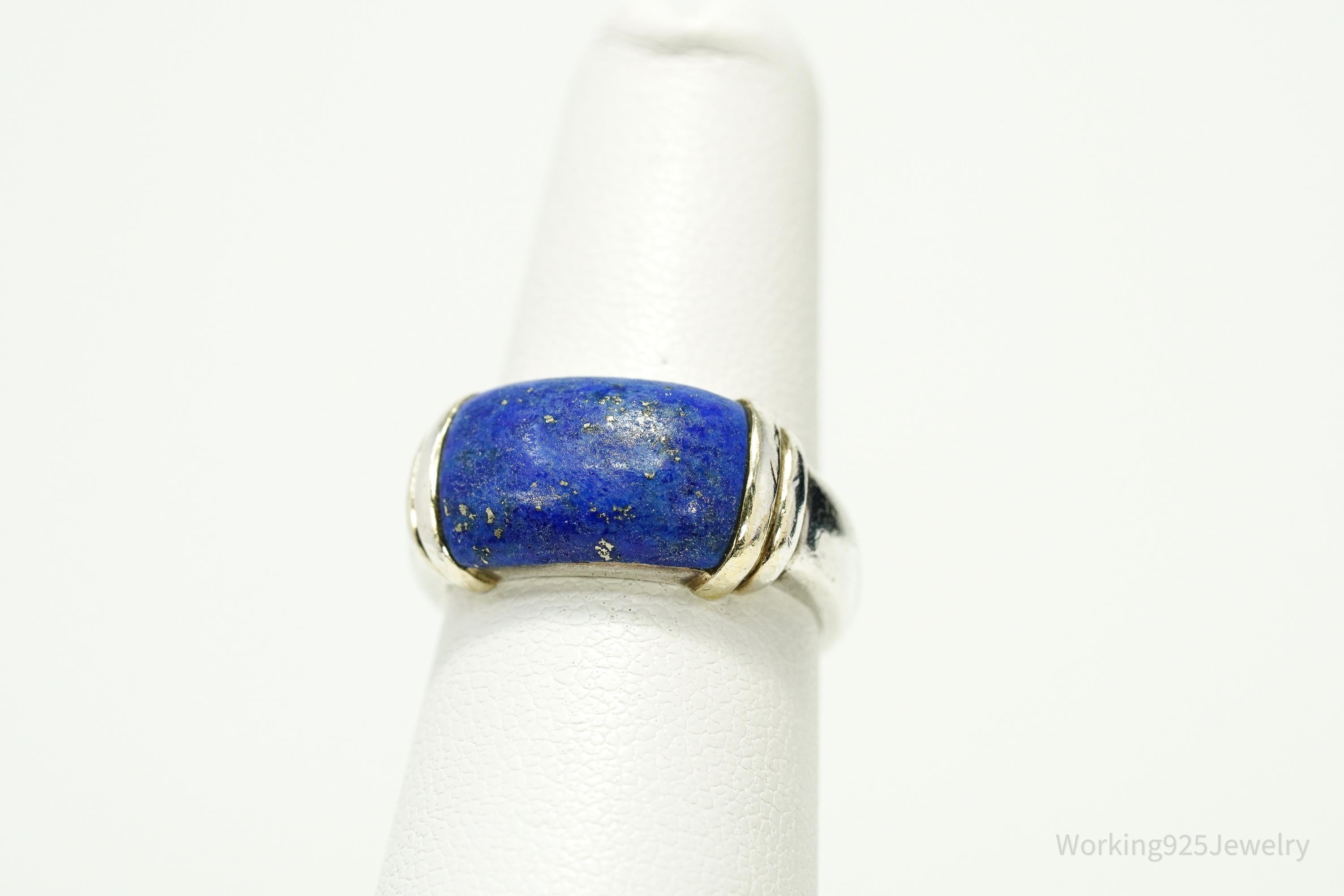 Vintage Lapis Lazuli Gold Vermeil Sterling Silver Ring - Size 5.75