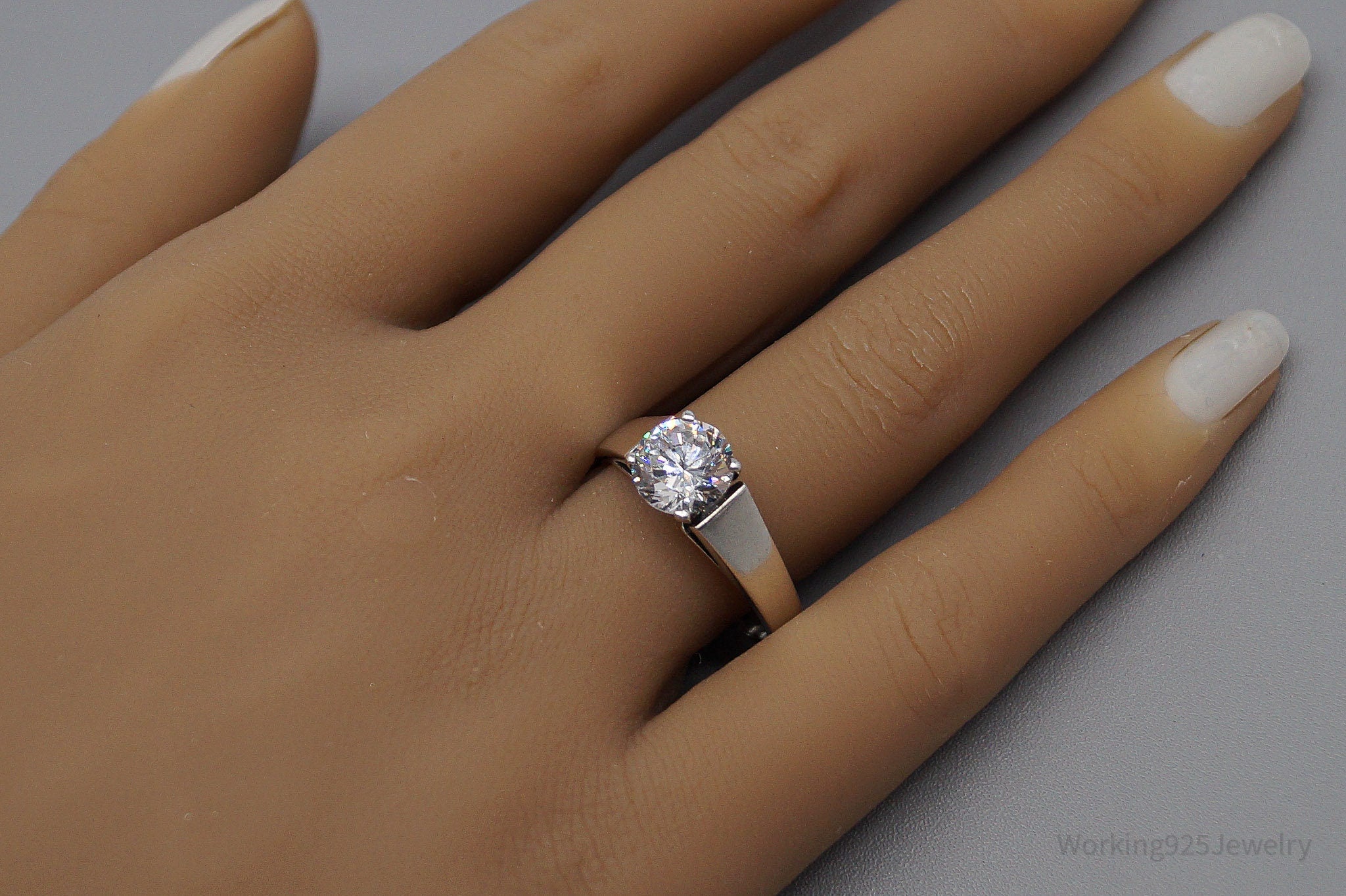 Vintage Diamonique DQCZ Sterling Silver Ring - Size 10