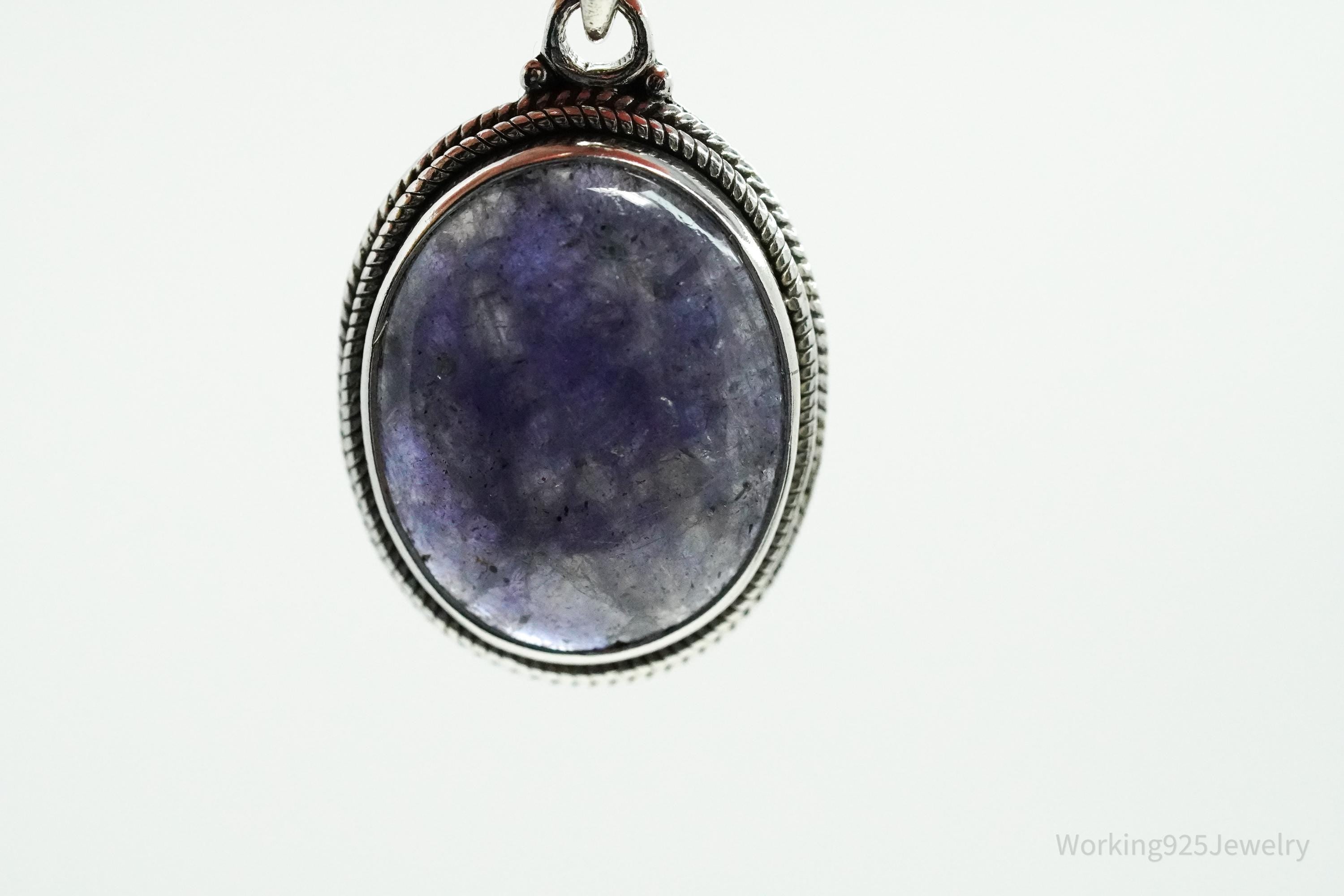 Vintage Bluish Purple Stone Sterling Silver Pendant