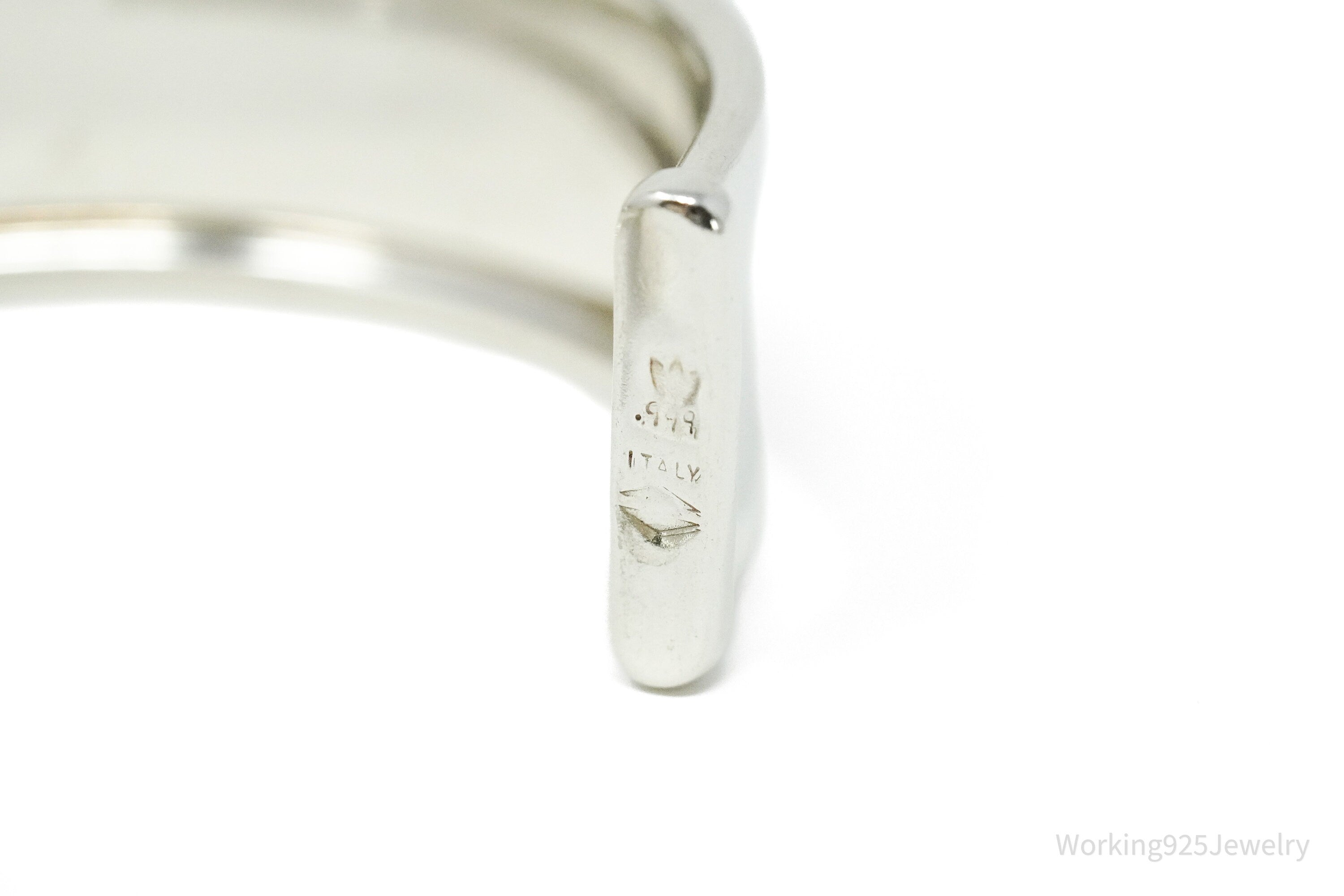 Vintage Italian .999 Fine Silver Wide Cuff Bracelet 7 5/8"