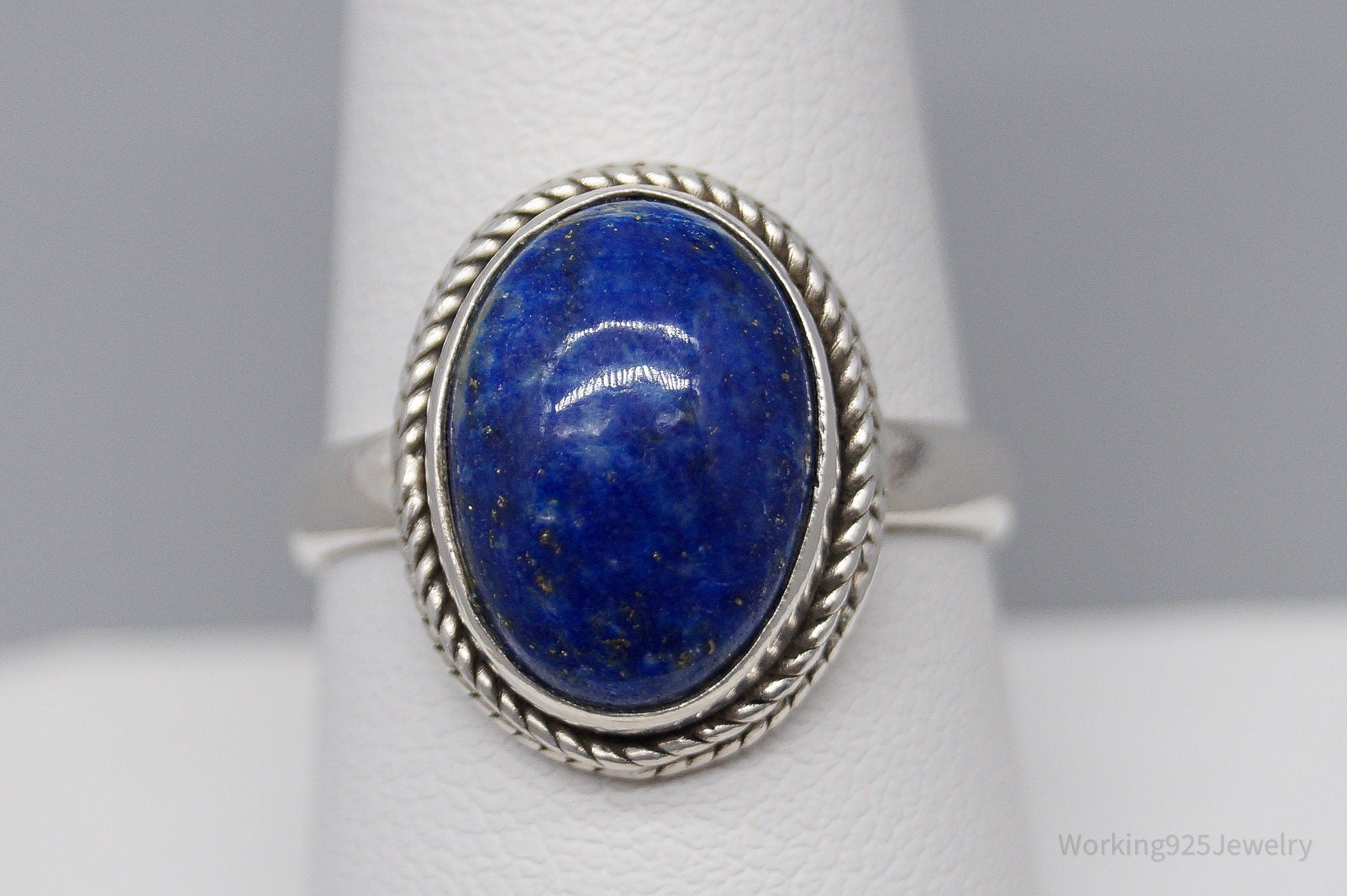 Vintage Lapis Lazuli Sterling Silver Ring - Size 9