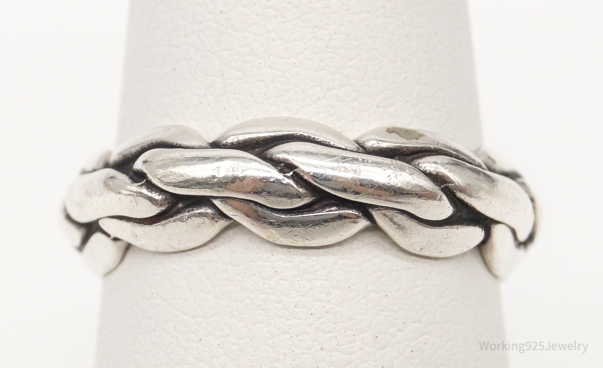 Vintage WM Co Chain Link Modernist Style Sterling Silver Ring - Size 5.75