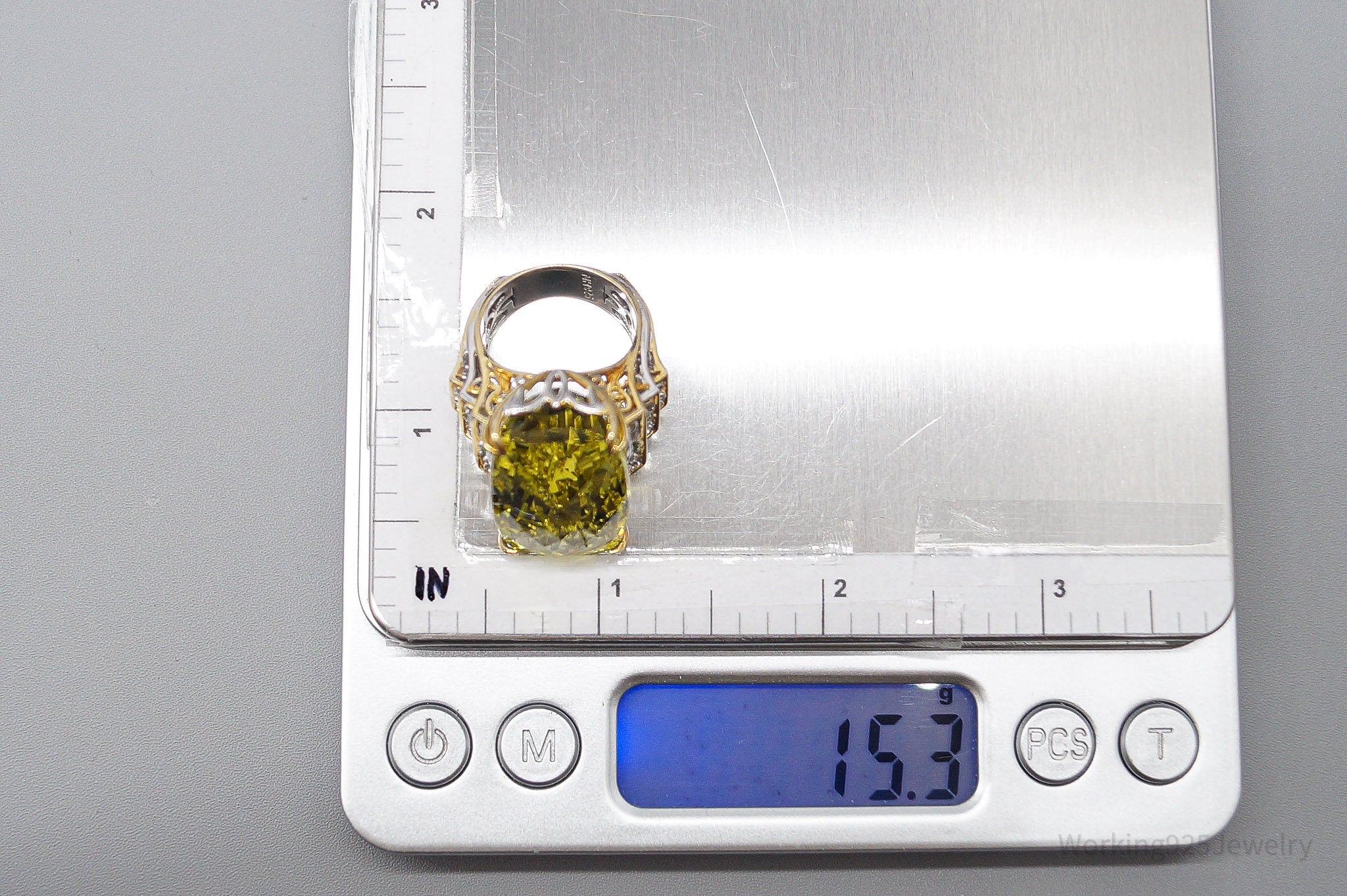 Michael Valitutti Ouro Verde Chrome Diopside Gold Sterling Silver Ring - Size 6