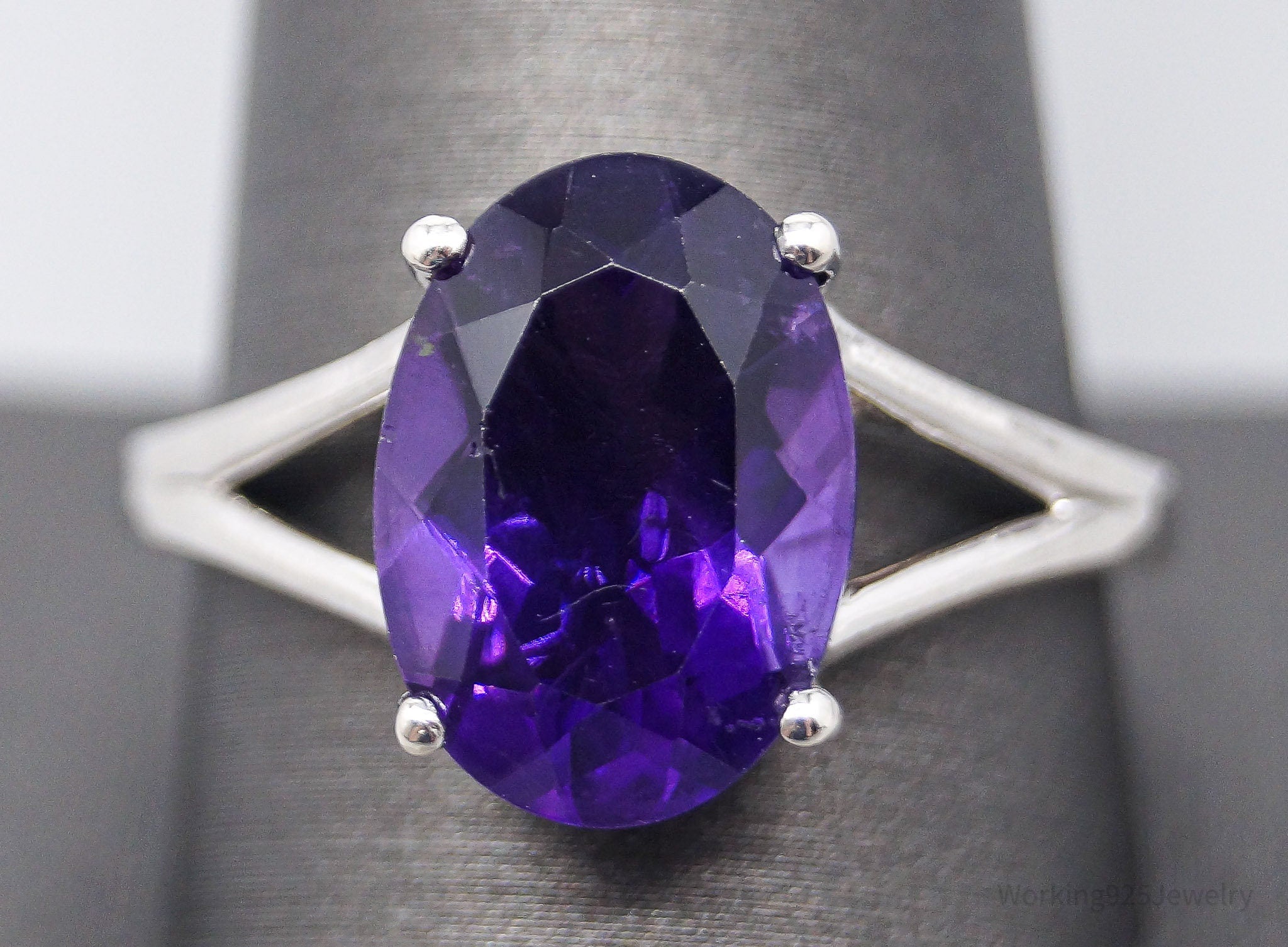 JTV DK Large Purple Amethyst Sterling Silver Ring - Size 12