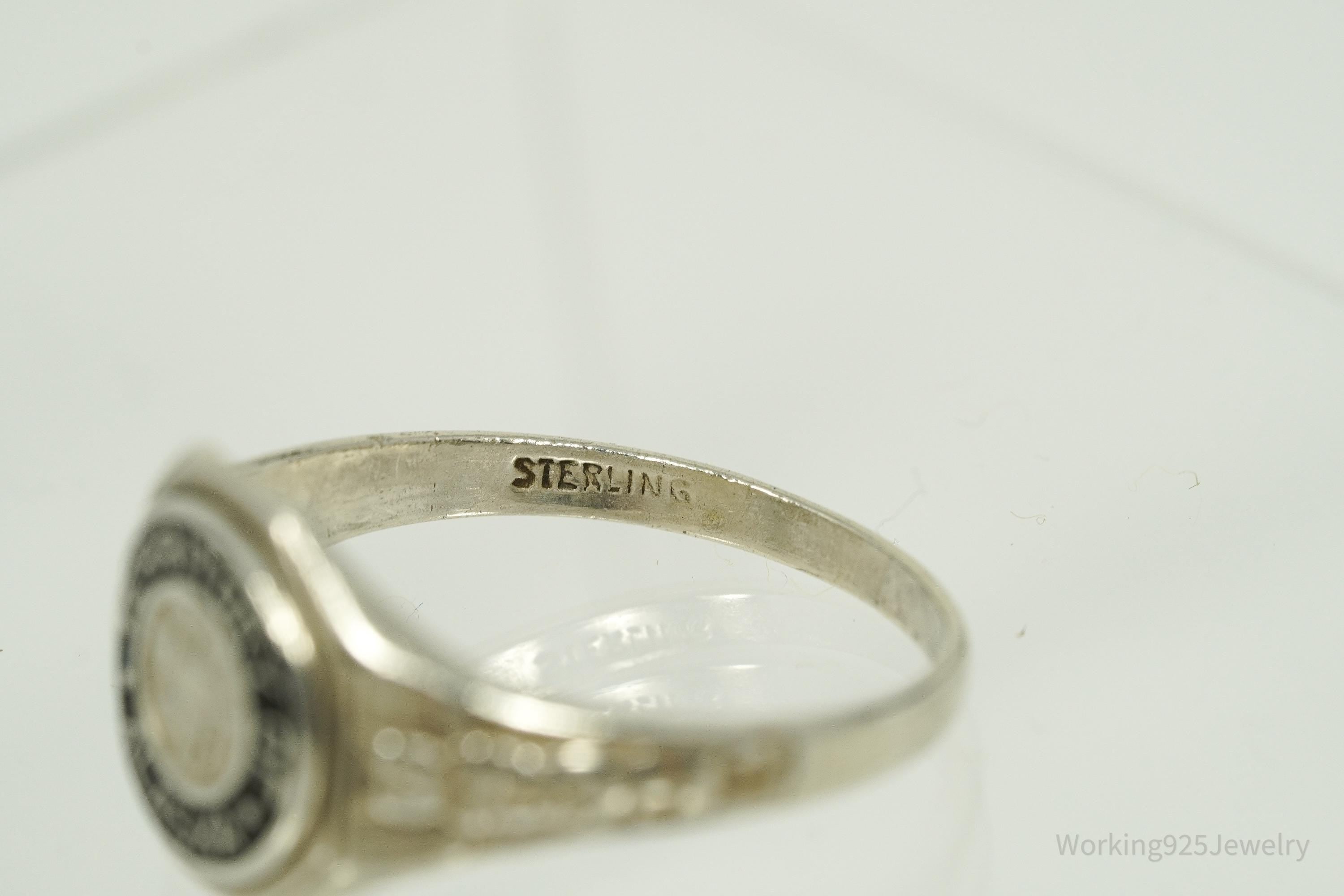 RARE 1930s Territory Of Alaska Souvenir Sterling Silver Ring - Size 9.75