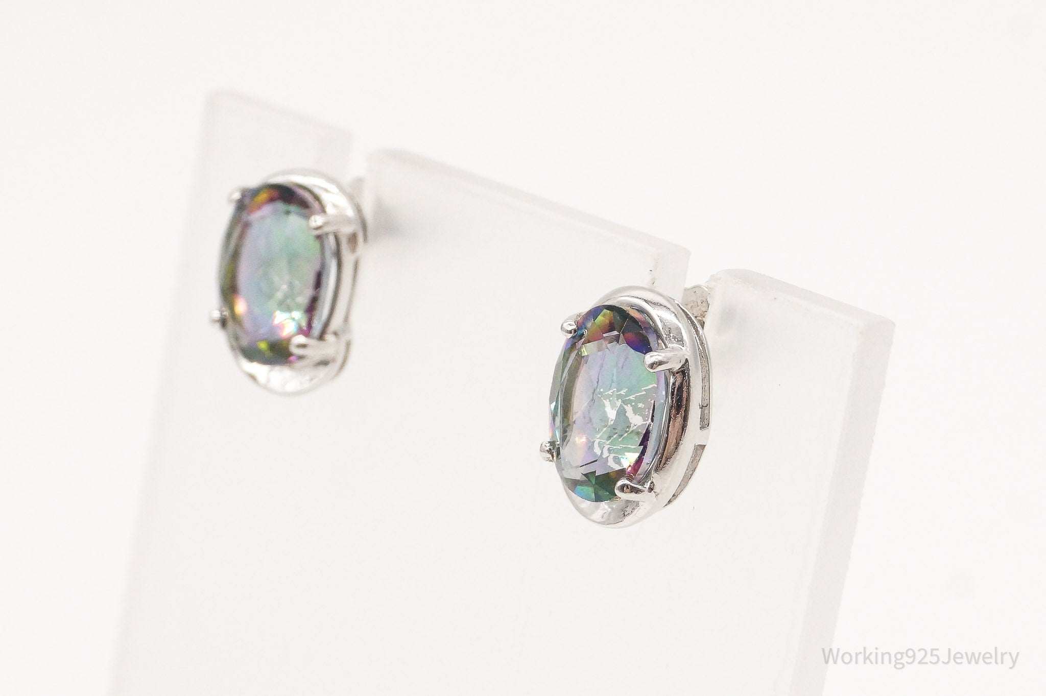 Vintage Mystic Topaz Sterling Silver Stud Post Earrings