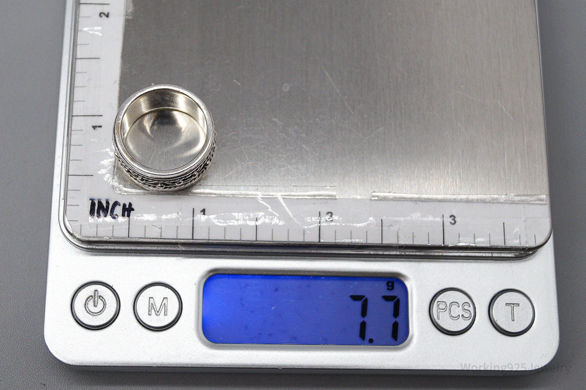 Vintage Designer GeoArt Sterling Silver Spinner Band Ring Size 6