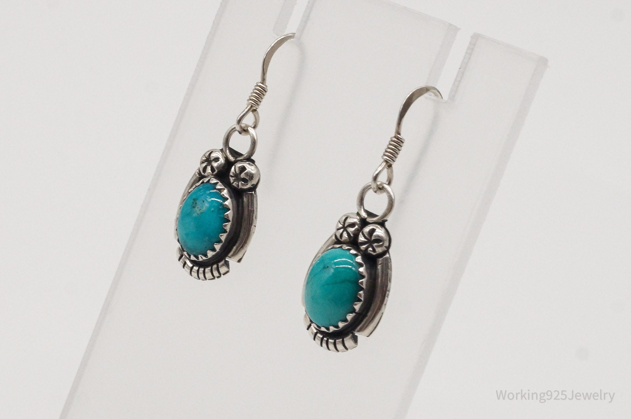 Vintage Native American Turquoise Sterling Silver Earrings