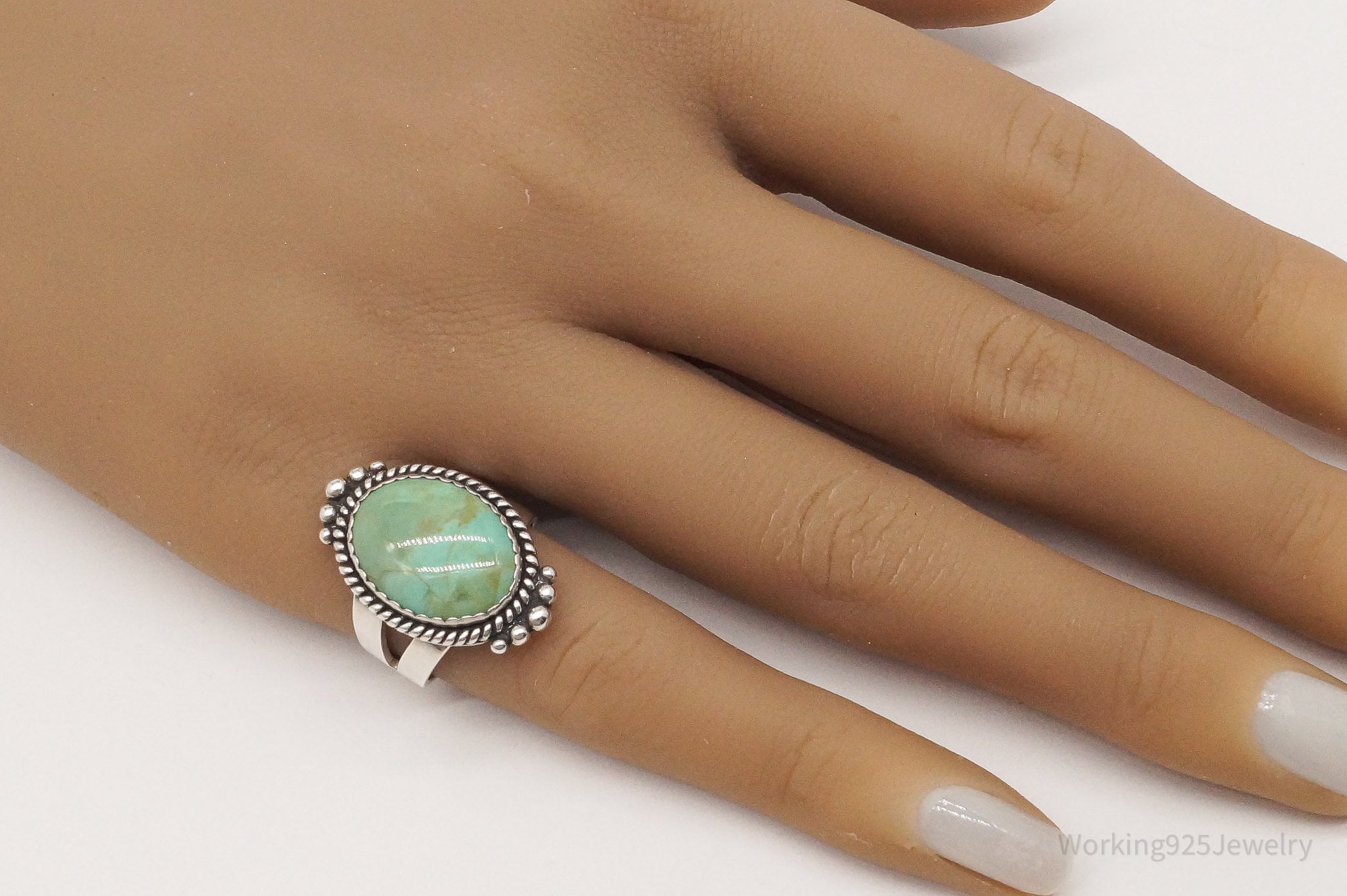 VTG Southwestern Carolyn Pollack Turquoise Sterling Silver Ring Size 6