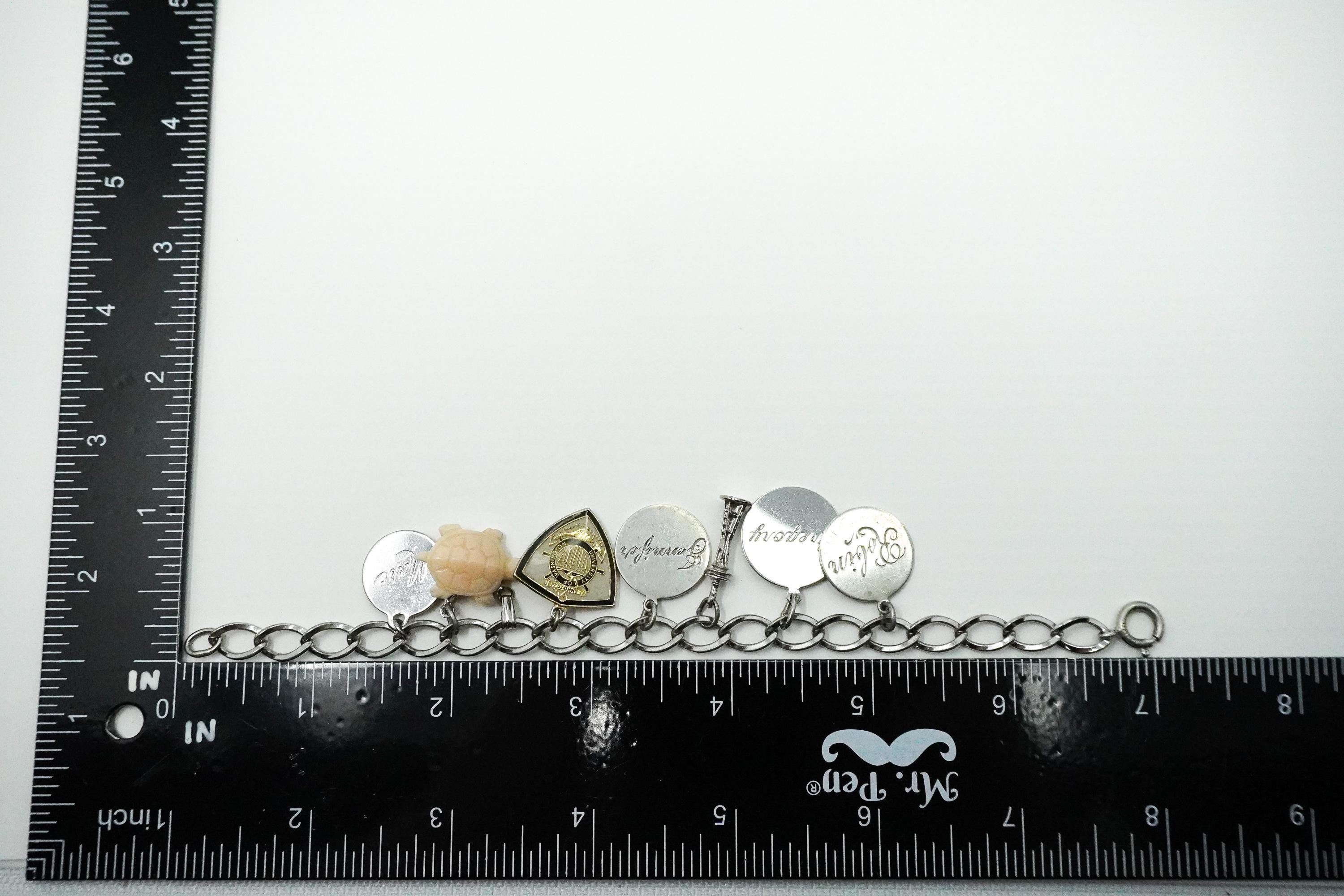 Vintage Sterling Silver Charm Bracelet - 7"