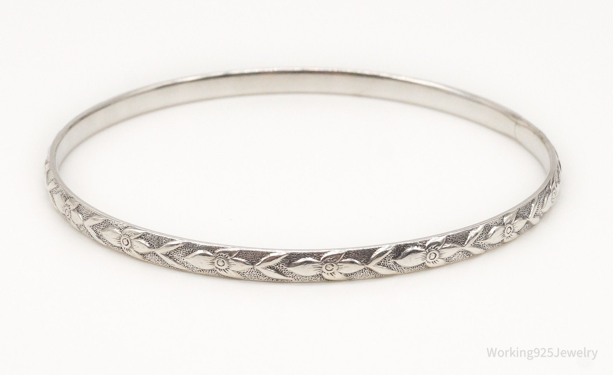 Antique Art Nouveau Sterling Silver Bangle Bracelet