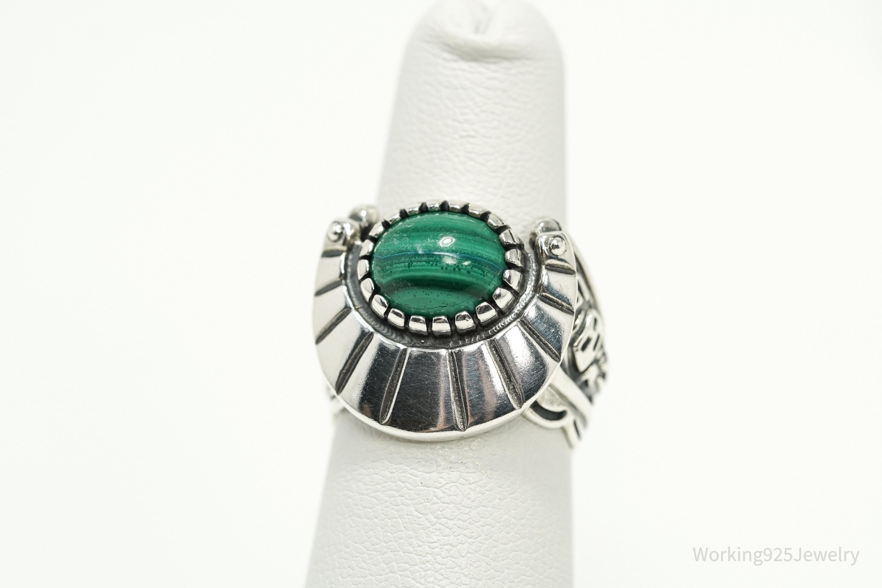 Vintage Carolyn Pollack Relios Fritz Malachite Sterling Silver Ring - Size 6.25