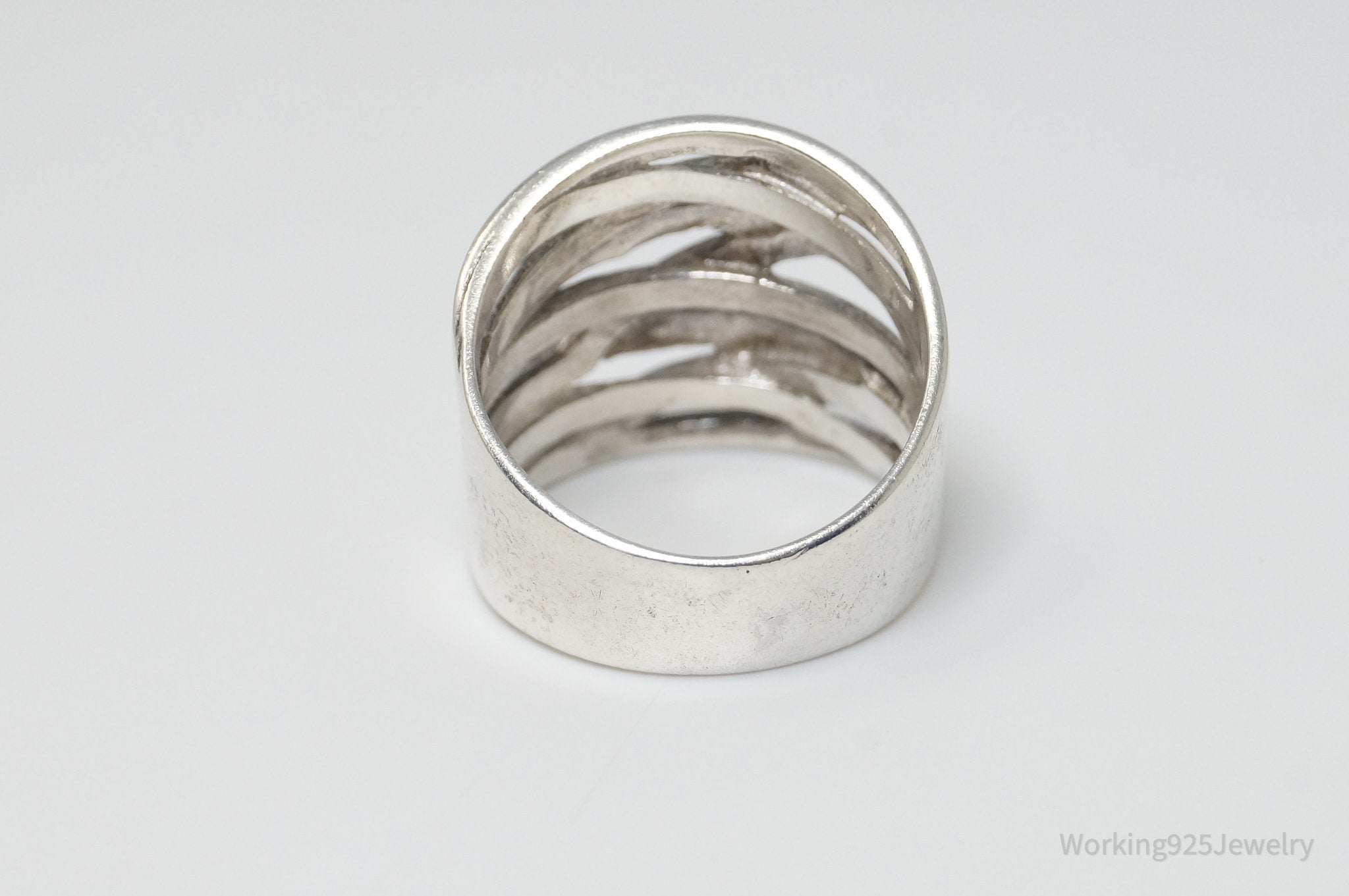 Vintage Modern Weave Sterling Silver Band Ring - Size 9.5