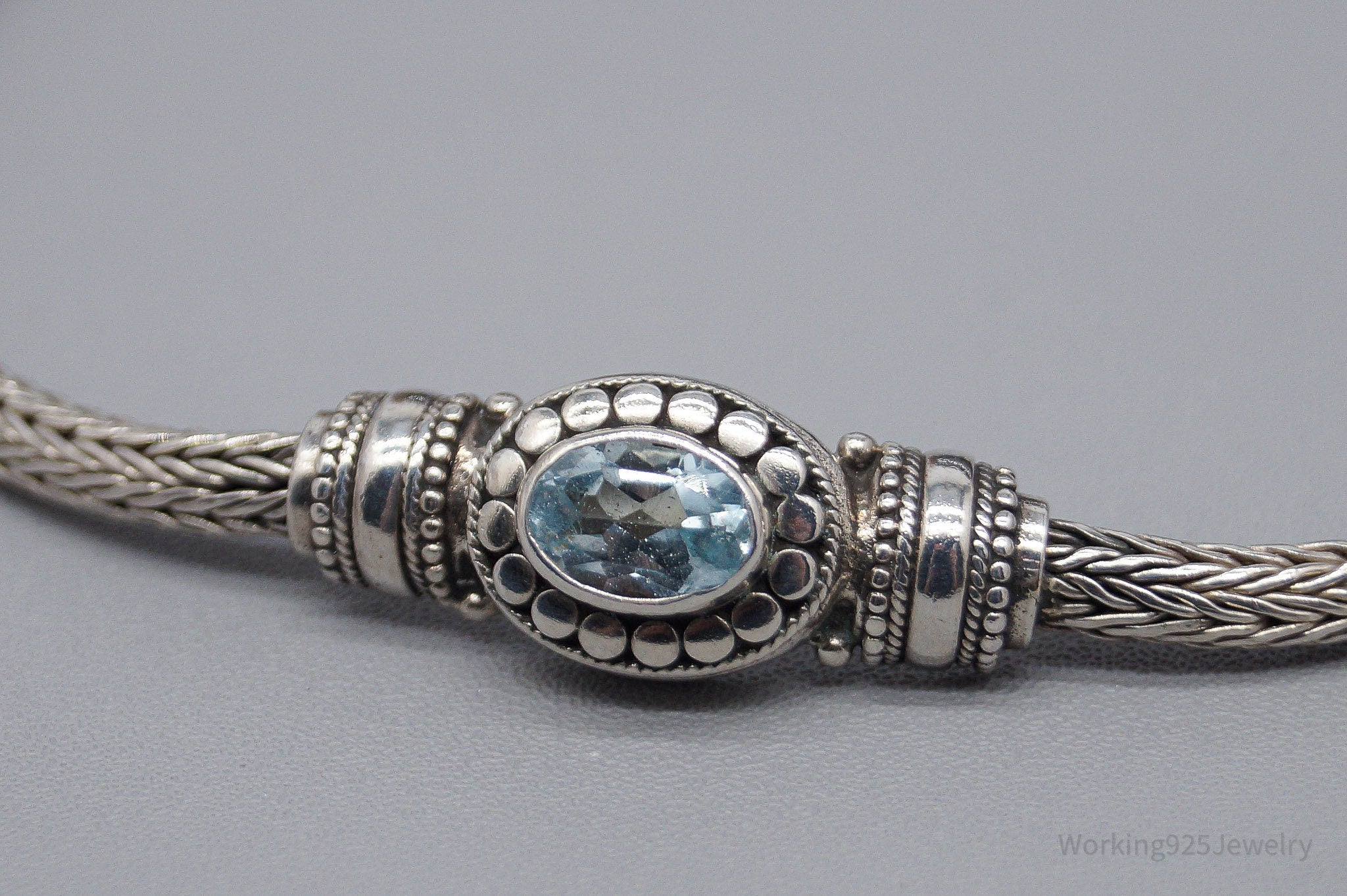 Vintage Blue Topaz Sterling Silver Bracelet 7.5"