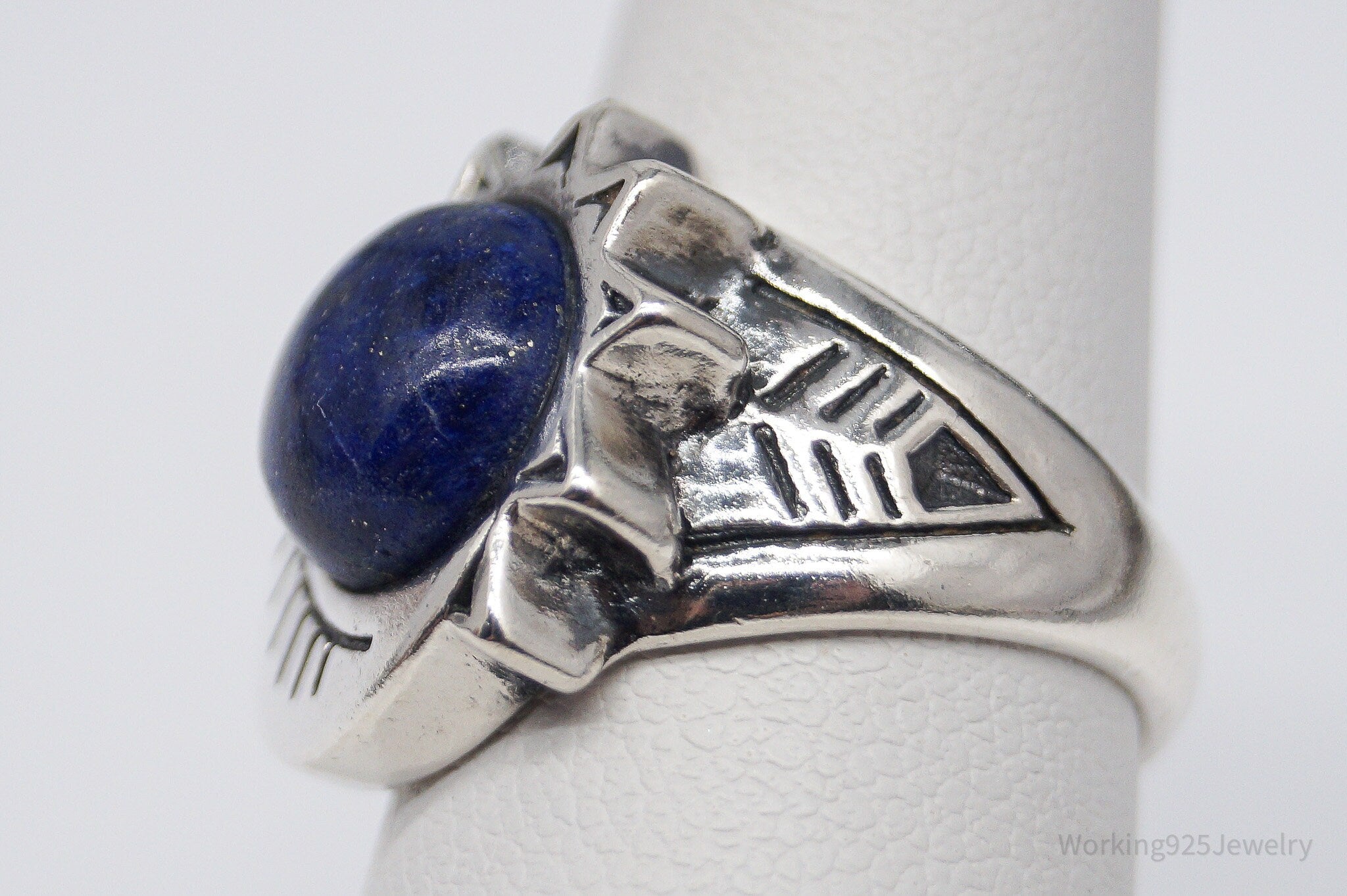 Vintage Sun & Moon Lapis Lazuli Sterling Silver Ring - Size 6.75