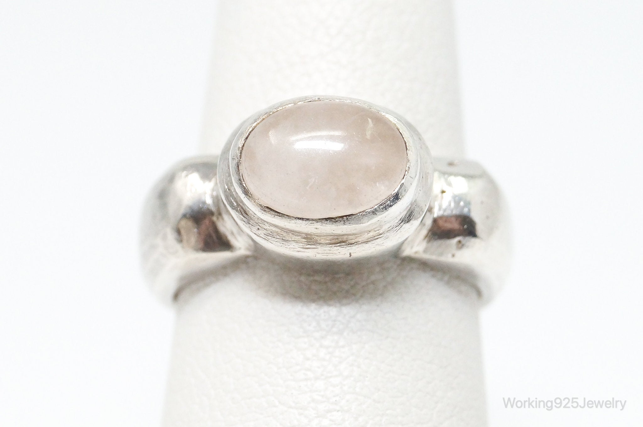 Vintage Rose Quartz Sterling Silver Ring - Size 5.5