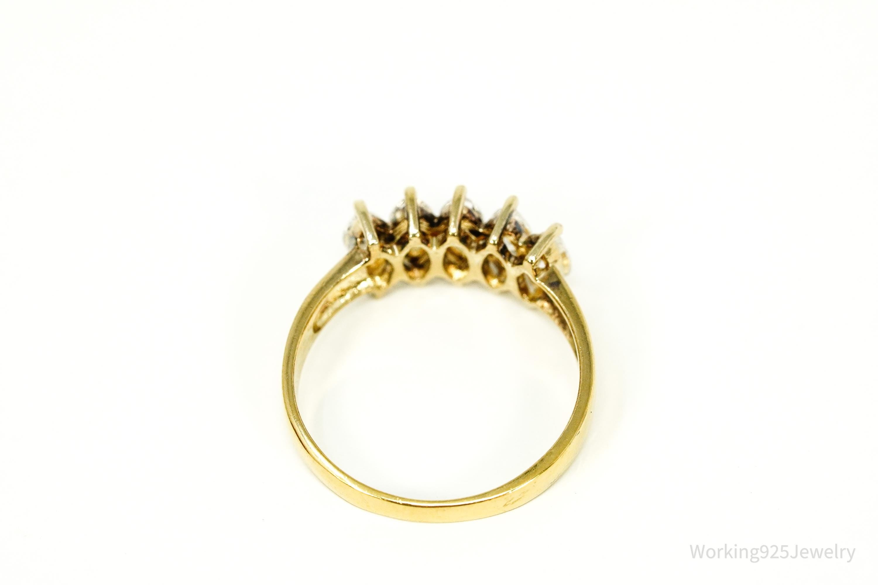 Vintage Diamonique Cubic Zirconia Gold Vermeil Sterling Silver Ring - Size 8.25