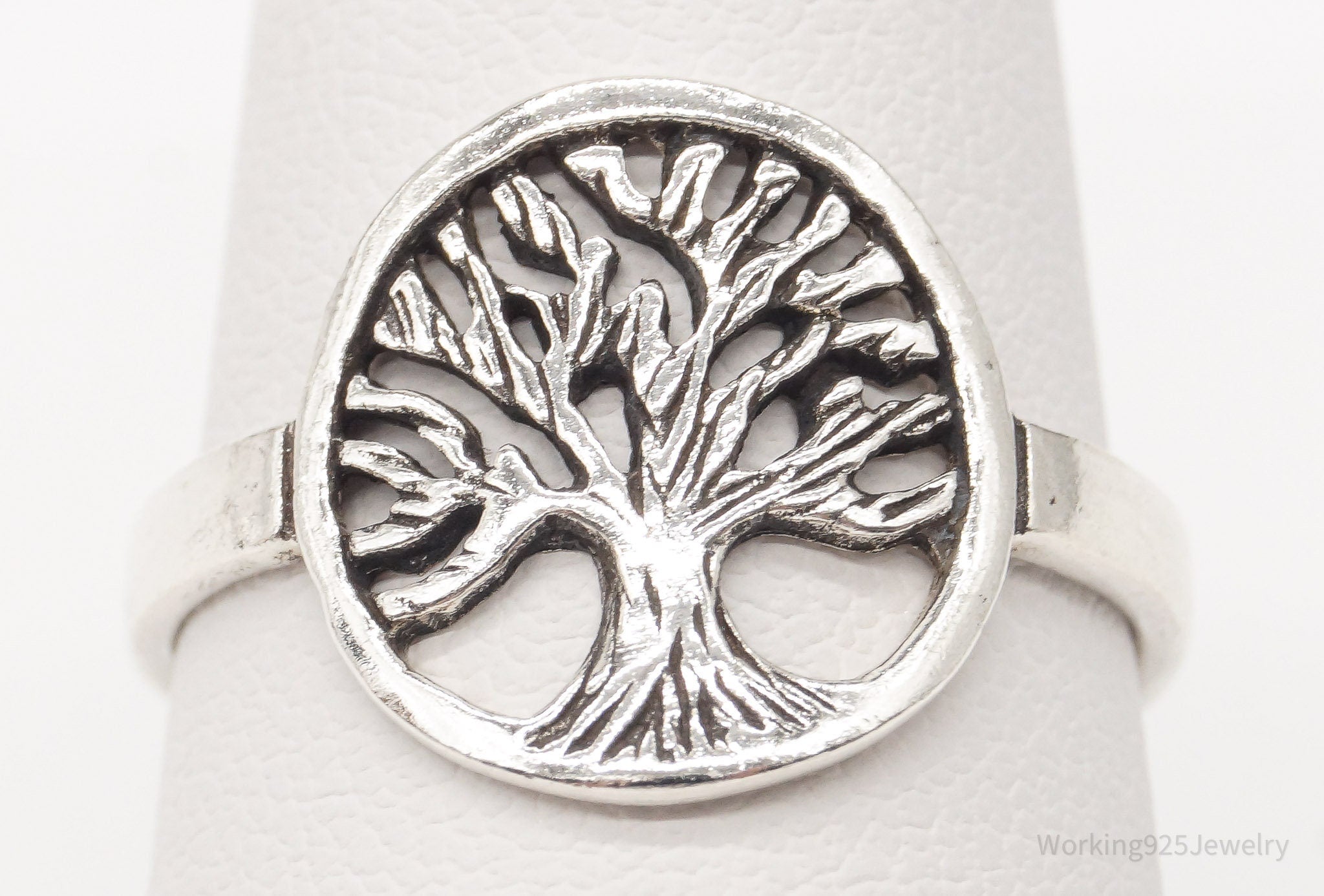 Vintage Tree Of Life Sterling Silver Ring - Size 8