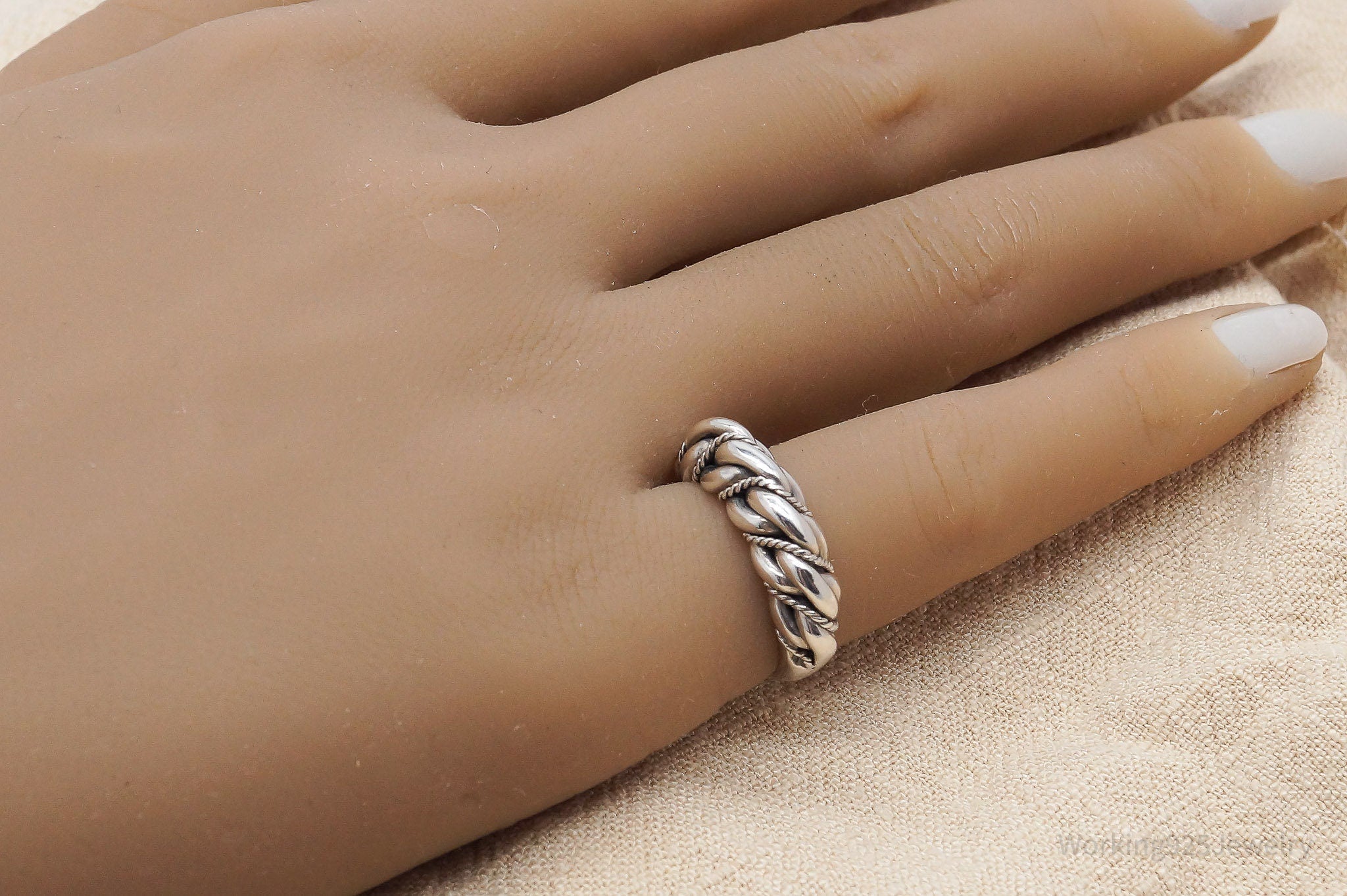 Antique Cable Twist 835 Silver Ring - Size 4.75
