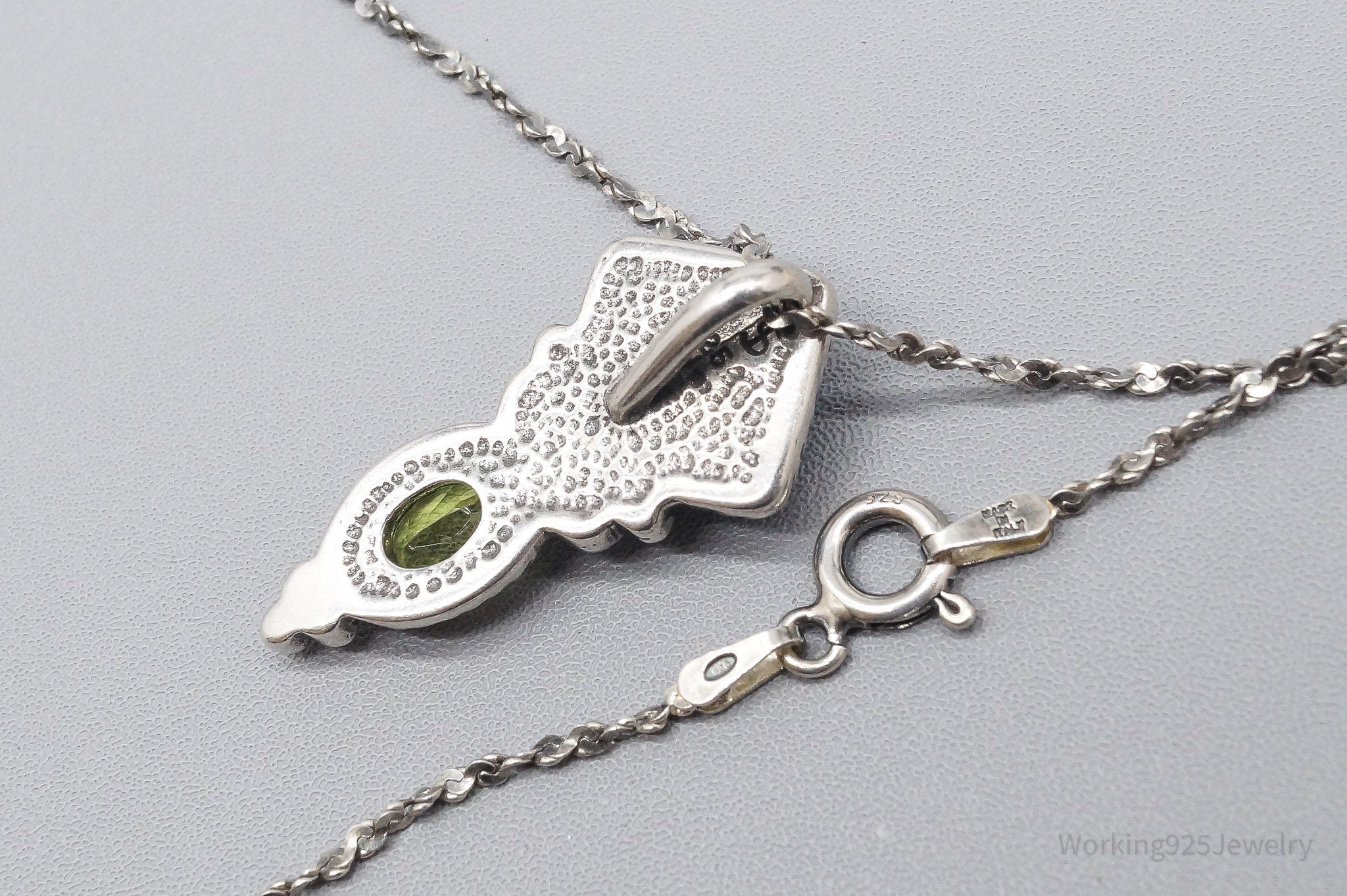 Vintage Lapis Lazuli Peridot Sterling Silver Necklace 20"