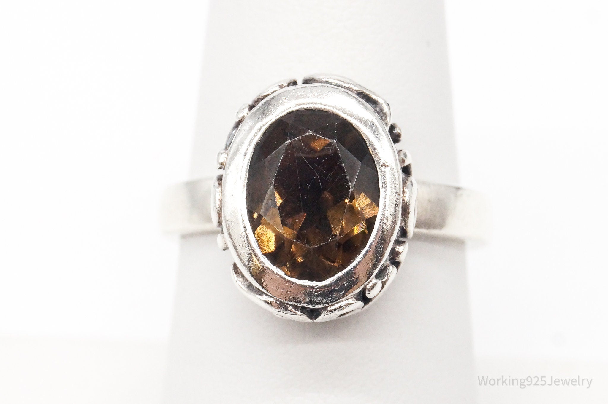 Designer Silpada Smoky Topaz Scroll Sterling Silver Ring - Size 7