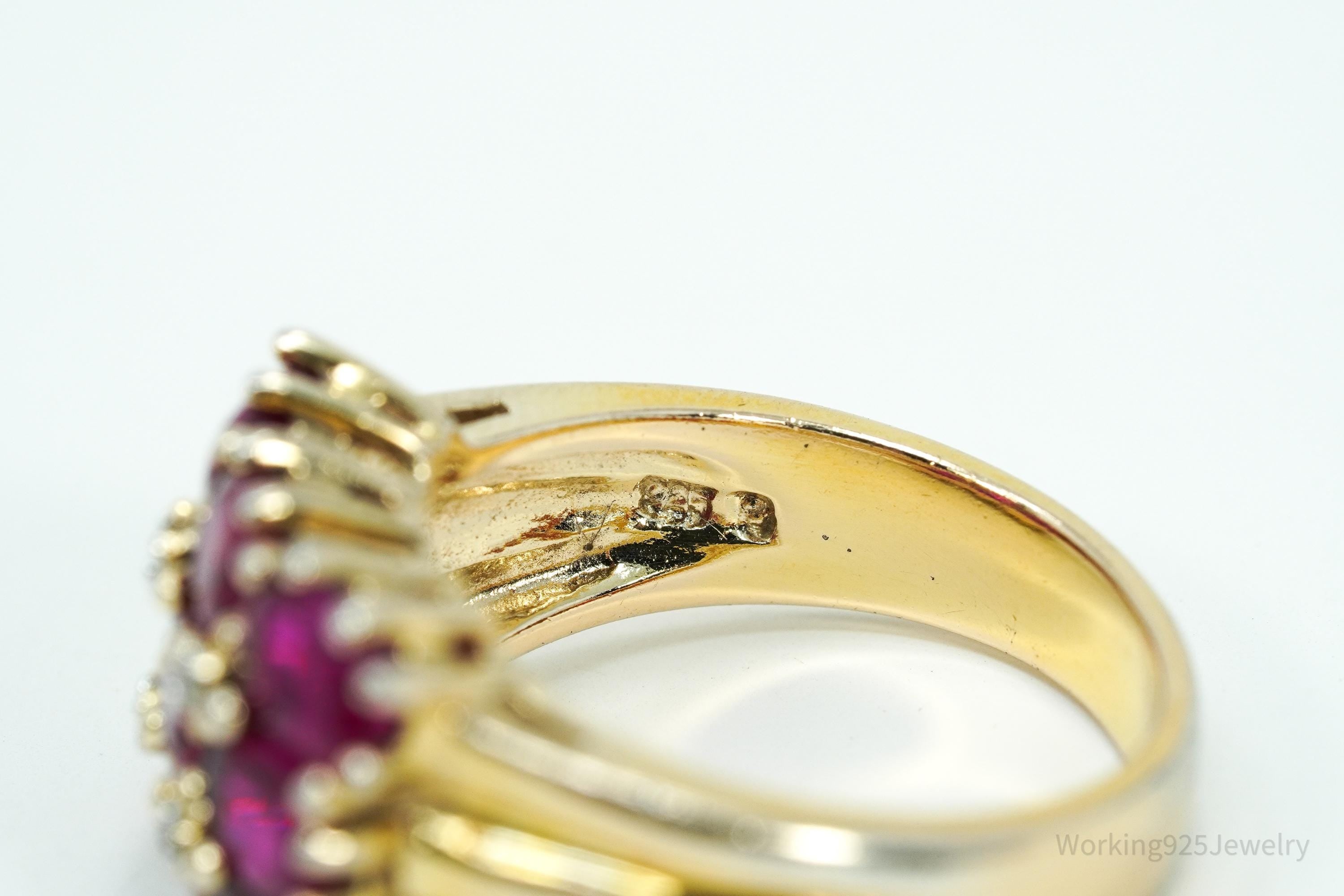 Designer Ross Simons Ruby & Diamond Gold Over Sterling Silver Ring - Size 9