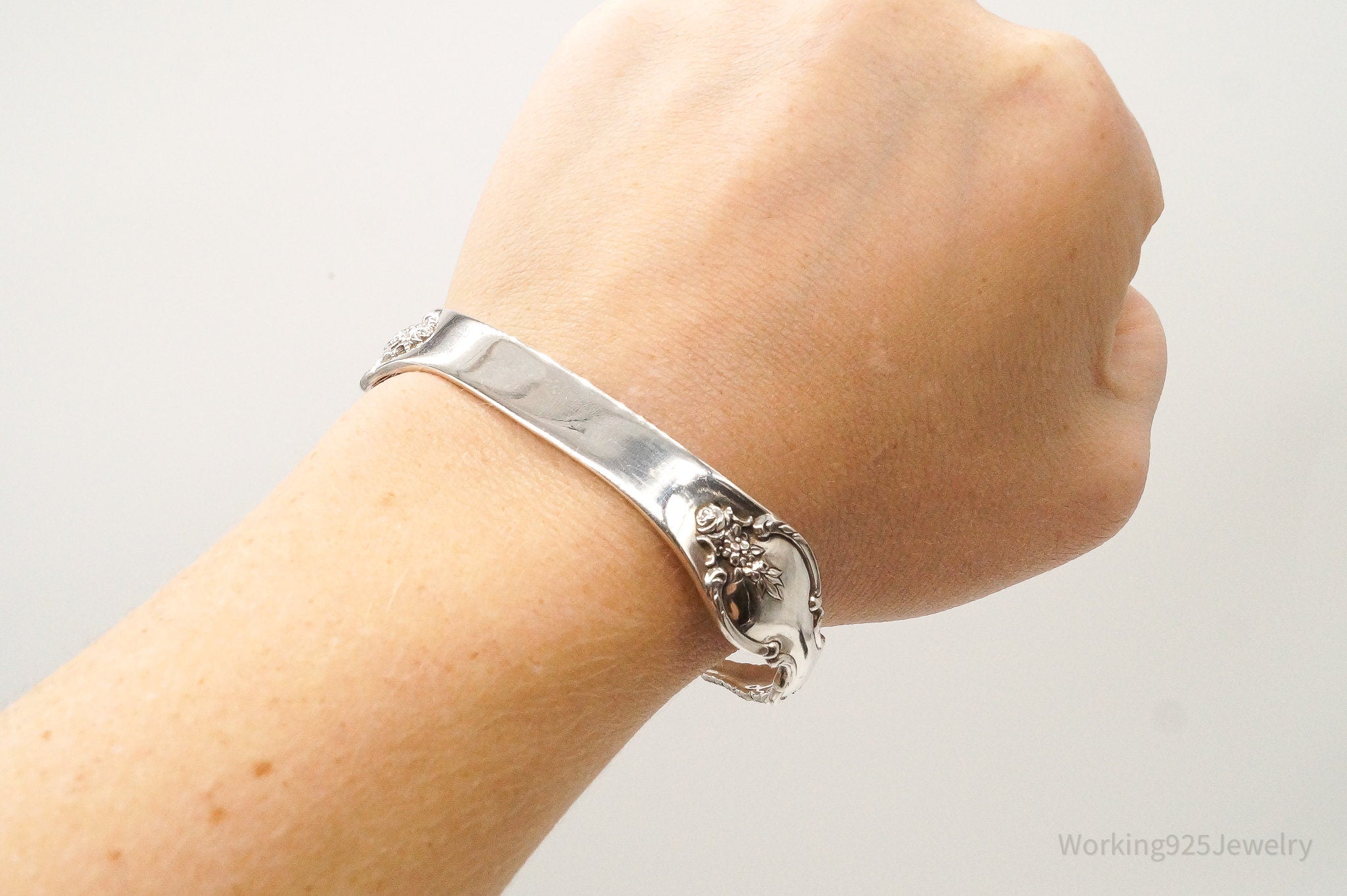 Antique Initials Name Plate International Sterling Silver Cuff Bracelet