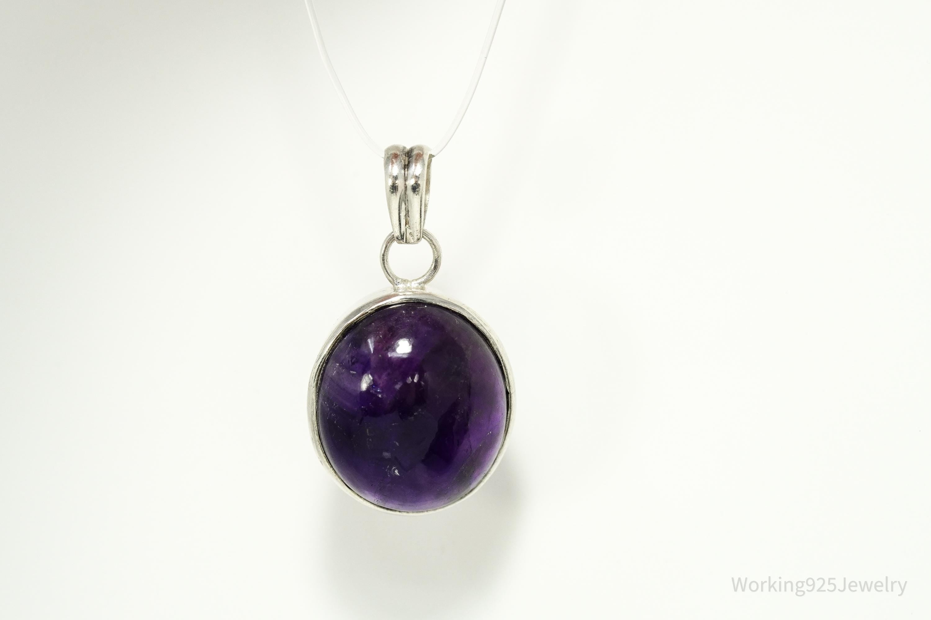 Vintage Large Amethyst Sterling Silver Pendant
