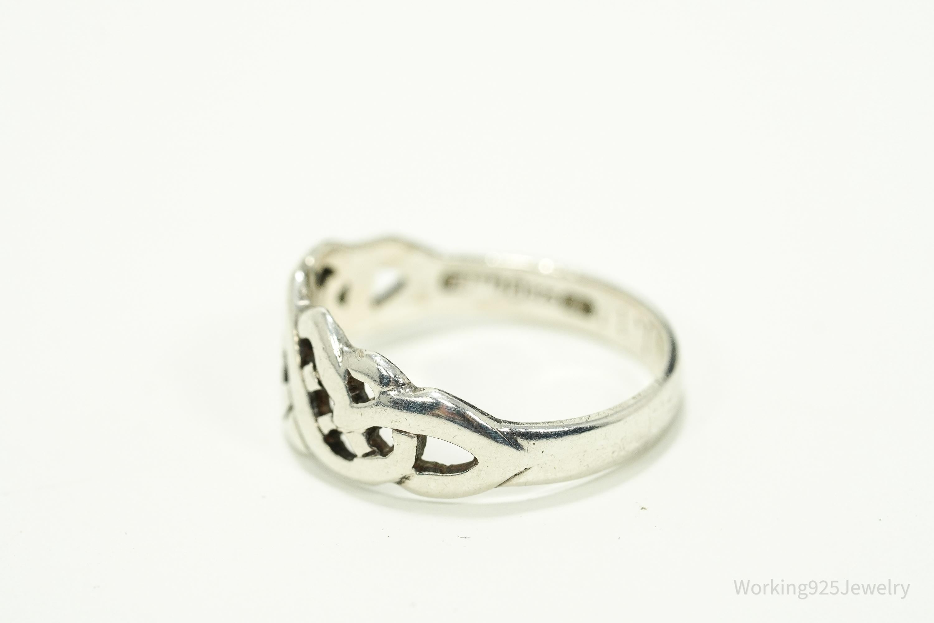 Vintage Irish Celtic Knots Sterling Silver Ring - Size 5.5