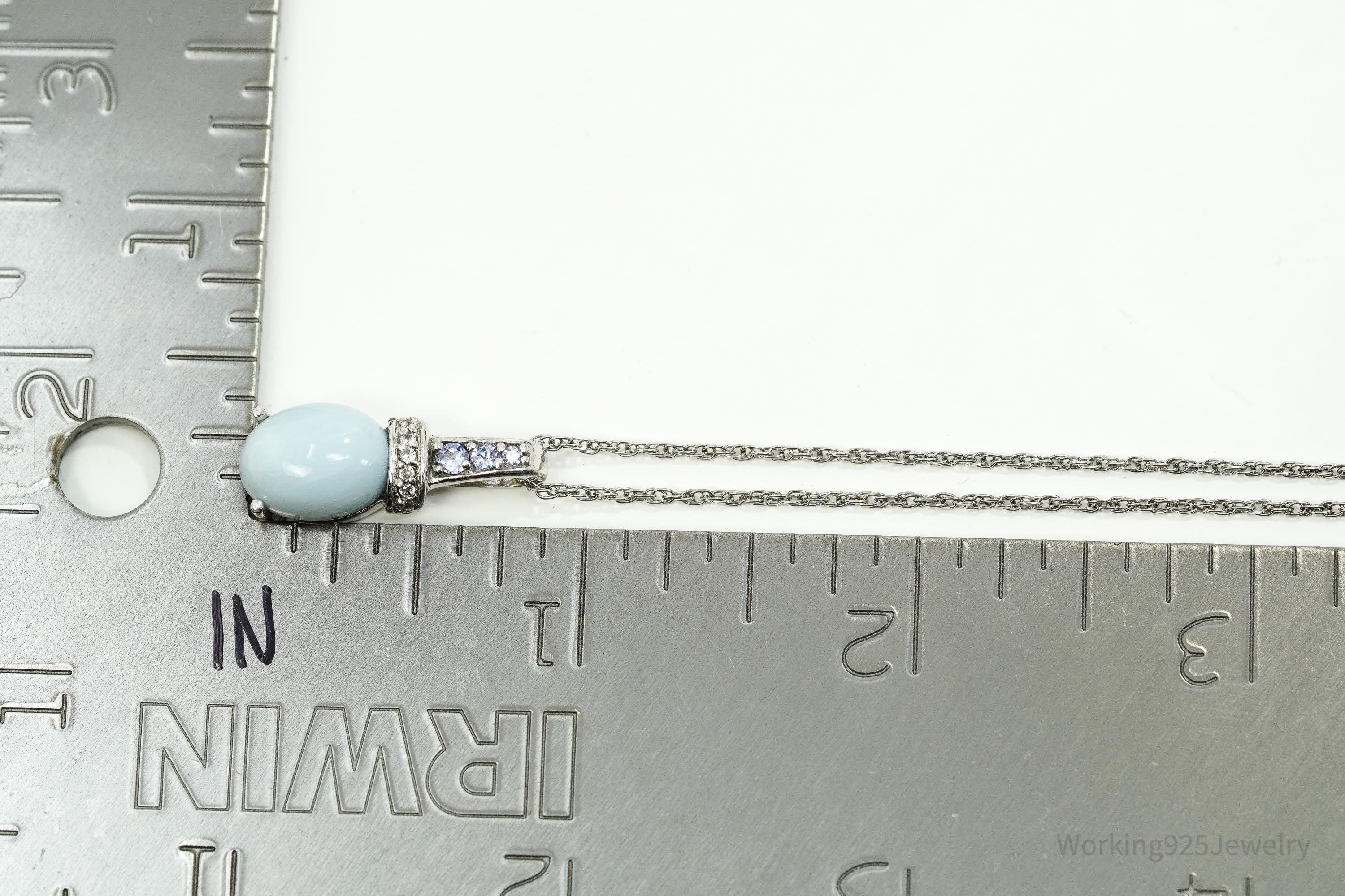 BBJ Blue Larimar, Tanzanite, And White Topaz Sterling Silver Necklace 18"