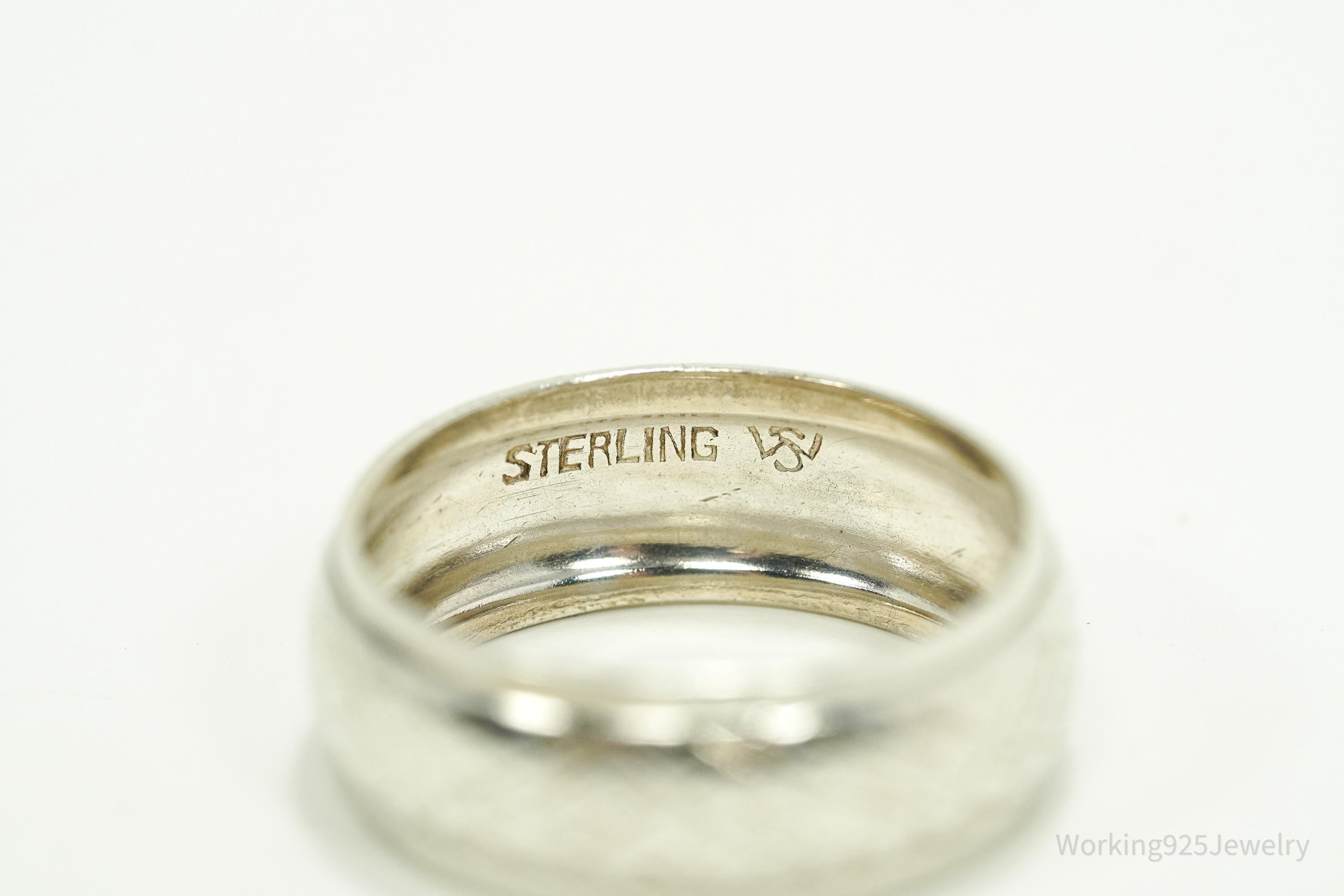 Antique Designer Sterling Silver Band Ring - Size 7