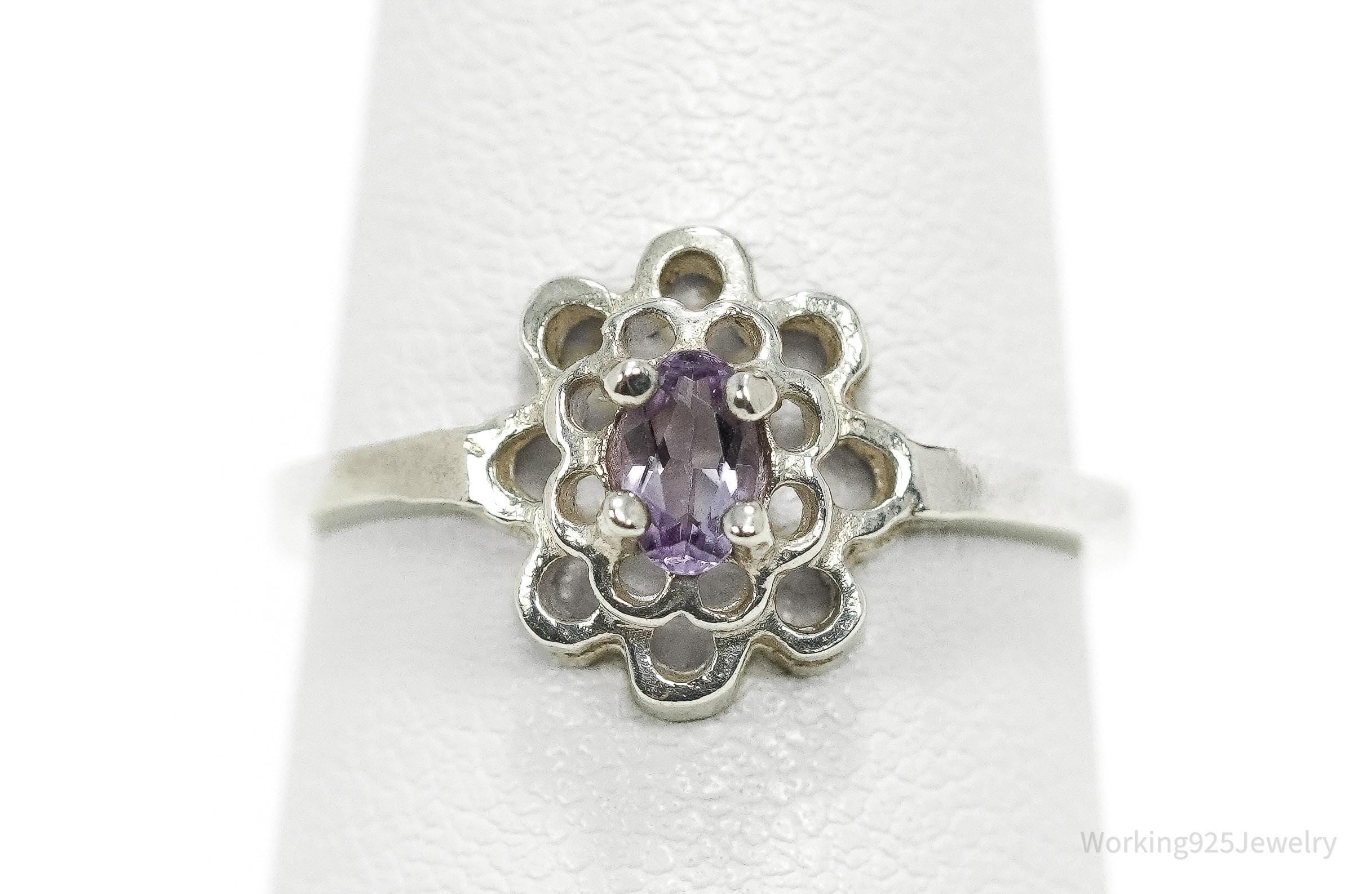 Vintage Amethyst Sterling Silver Ring - Size 6.75